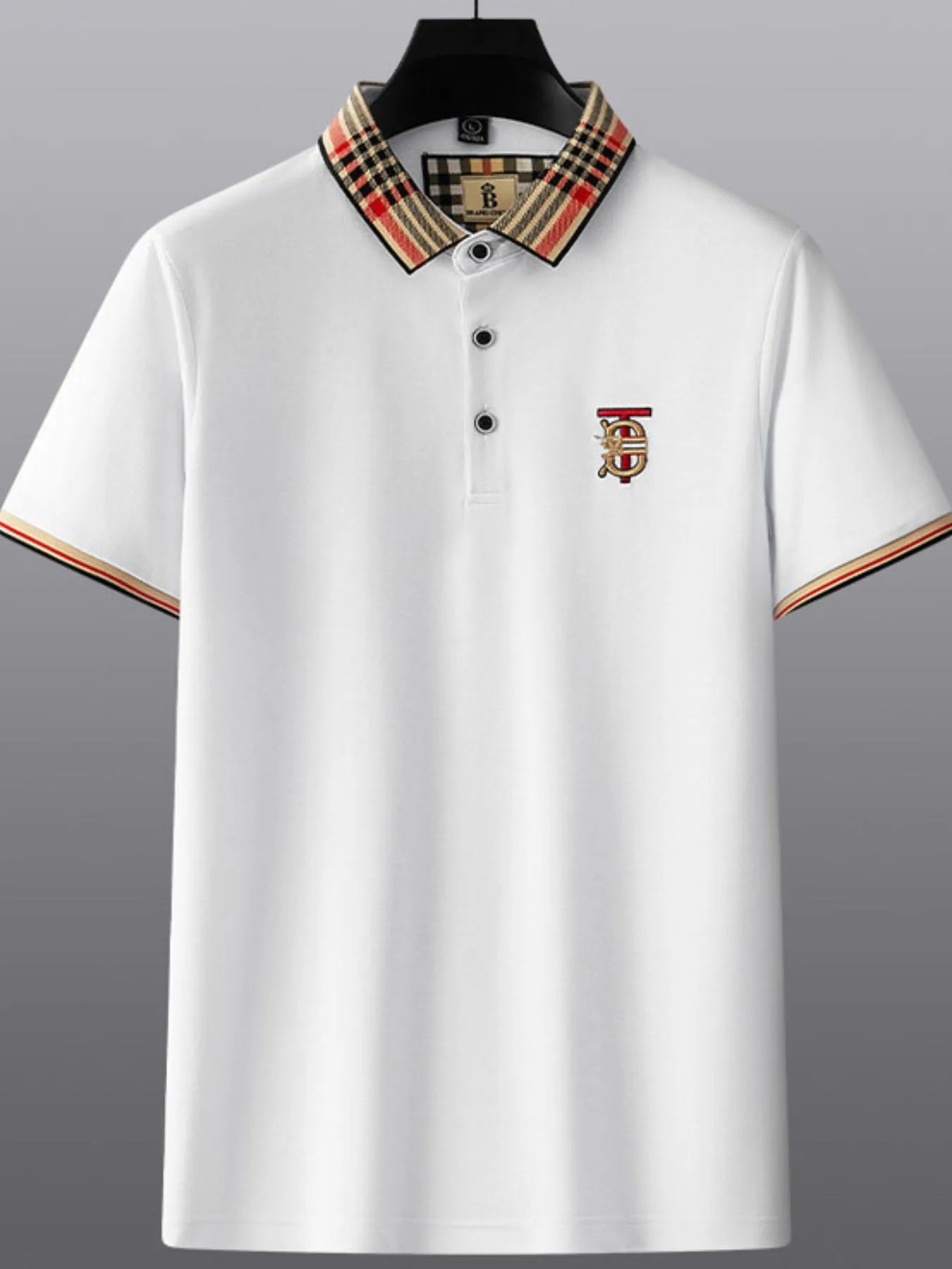 Men's Plus Size Classic Plaid Collar Casual Polo Shirt