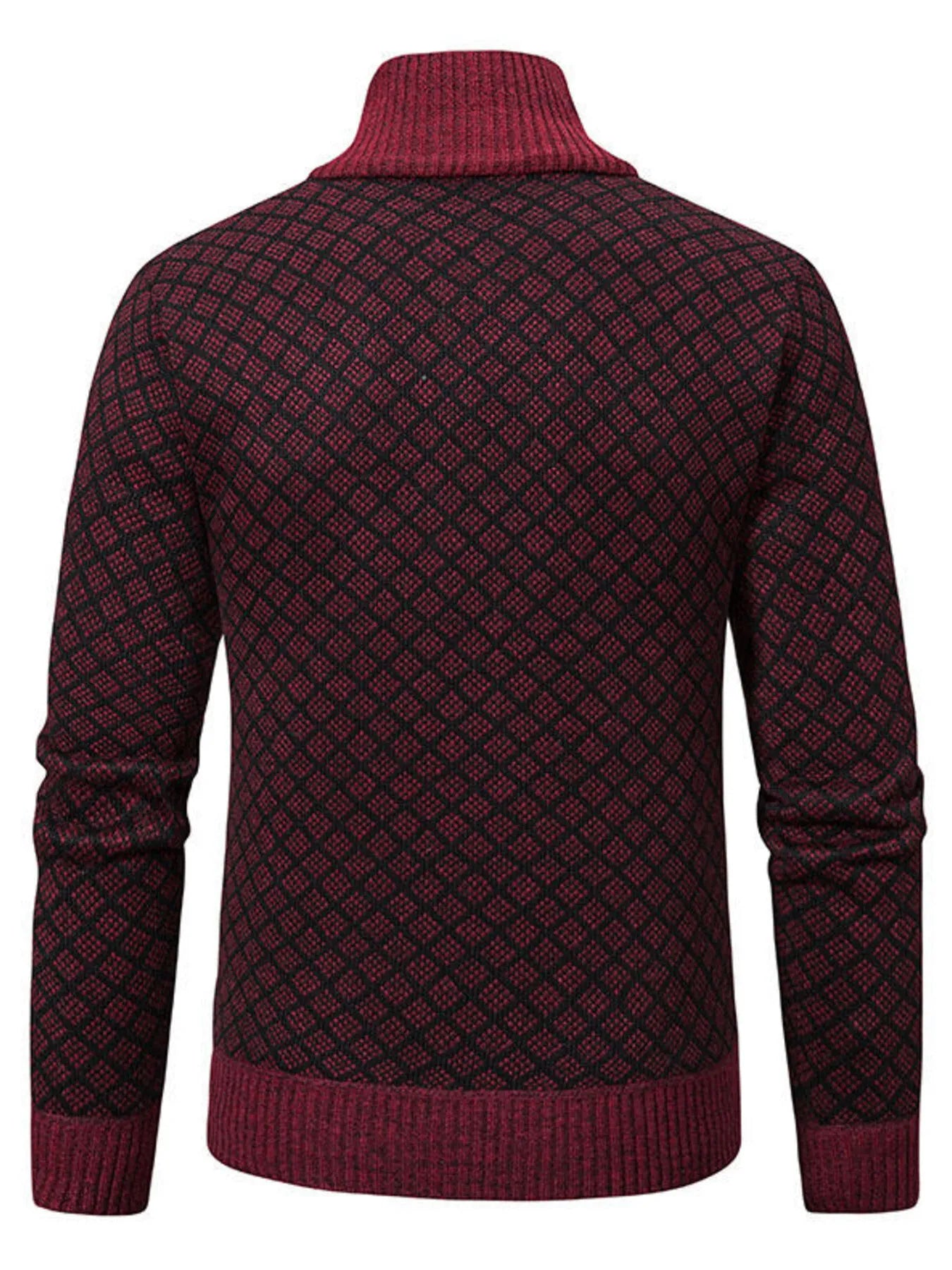 Men's Plus Size Diamond Pattern Zip-Up Knit Cardigan