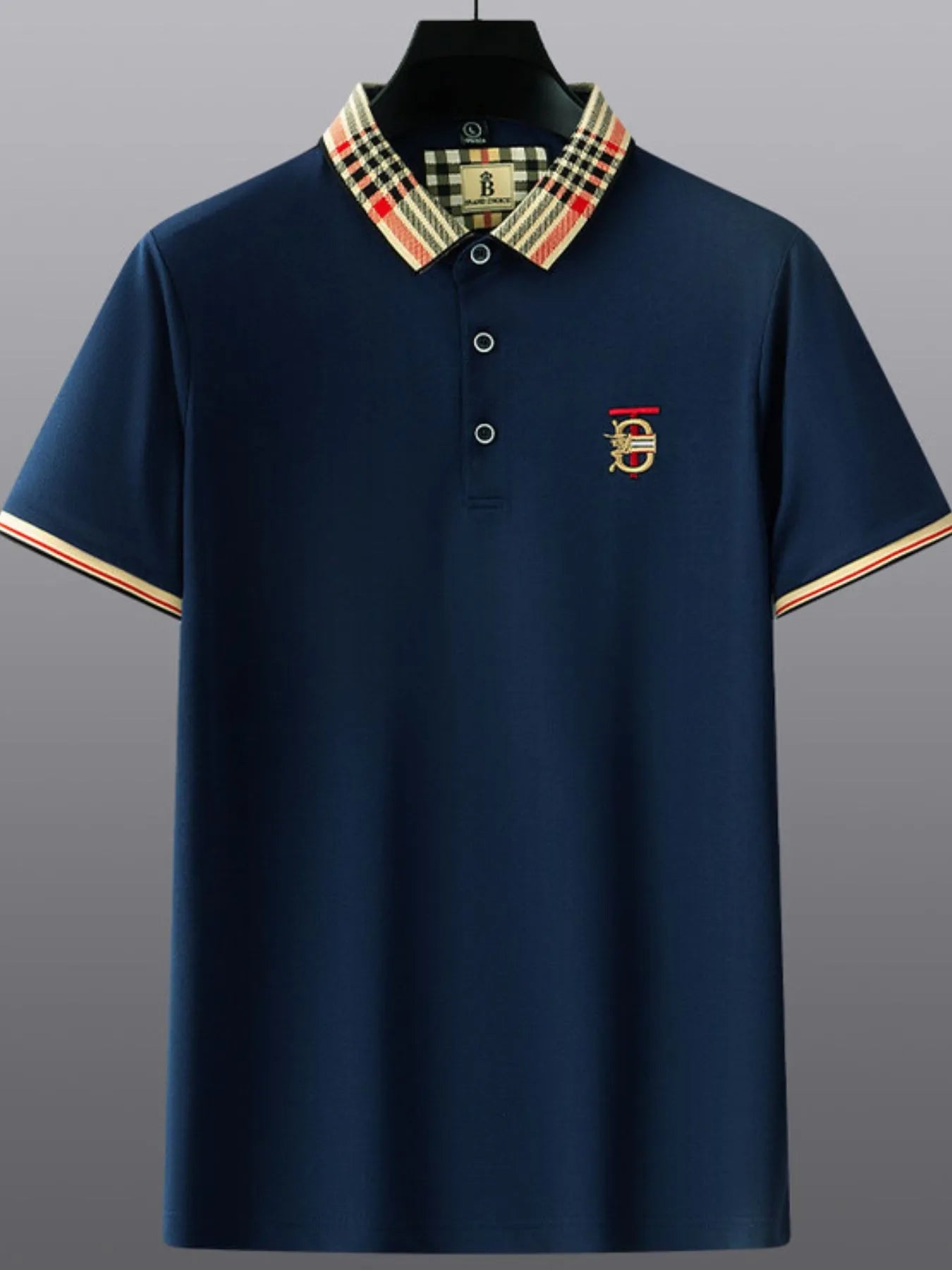 Men's Plus Size Classic Plaid Collar Casual Polo Shirt