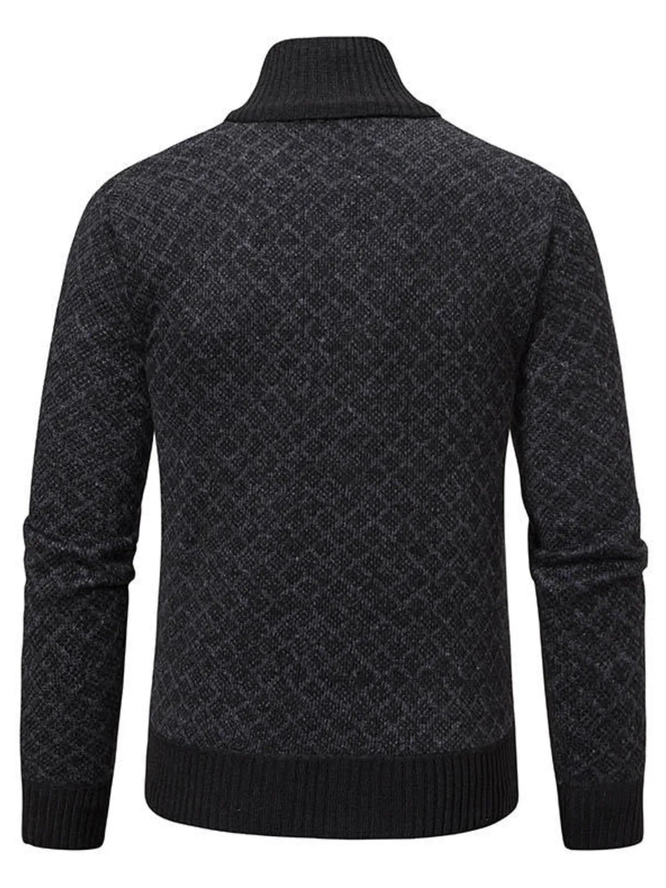 Men's Plus Size Diamond Pattern Zip-Up Knit Cardigan