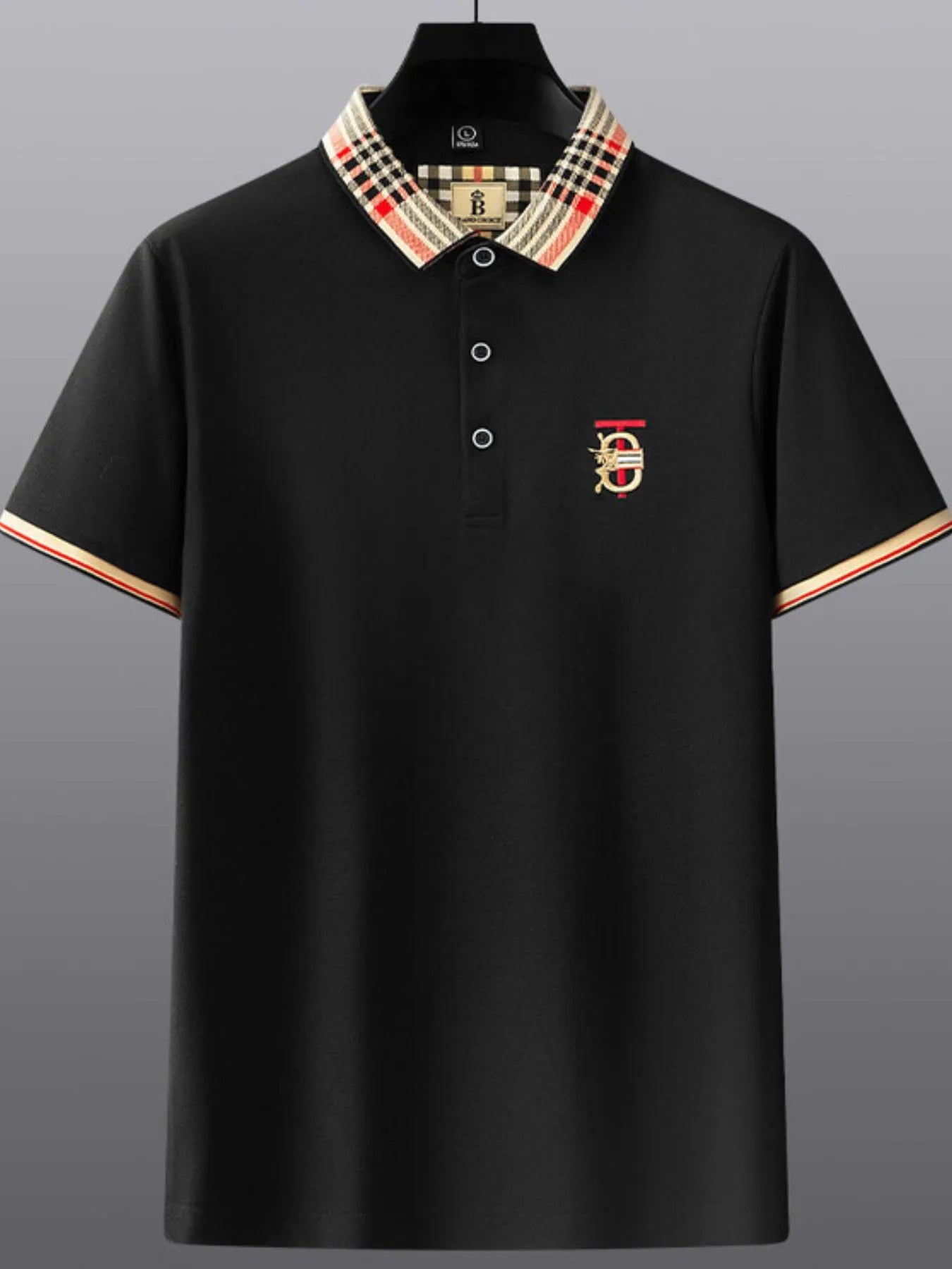 Men's Plus Size Classic Plaid Collar Casual Polo Shirt