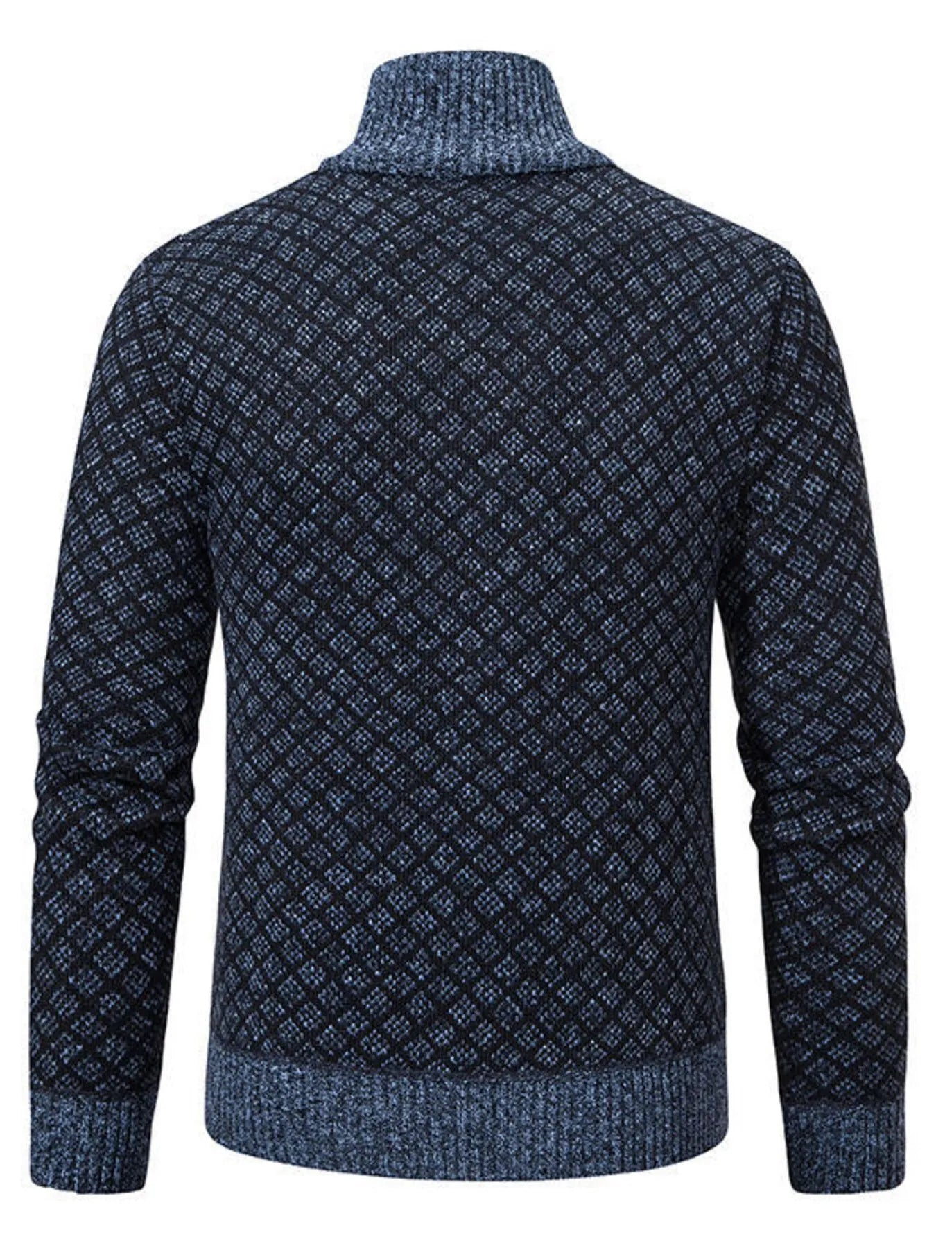 Men's Plus Size Diamond Pattern Zip-Up Knit Cardigan