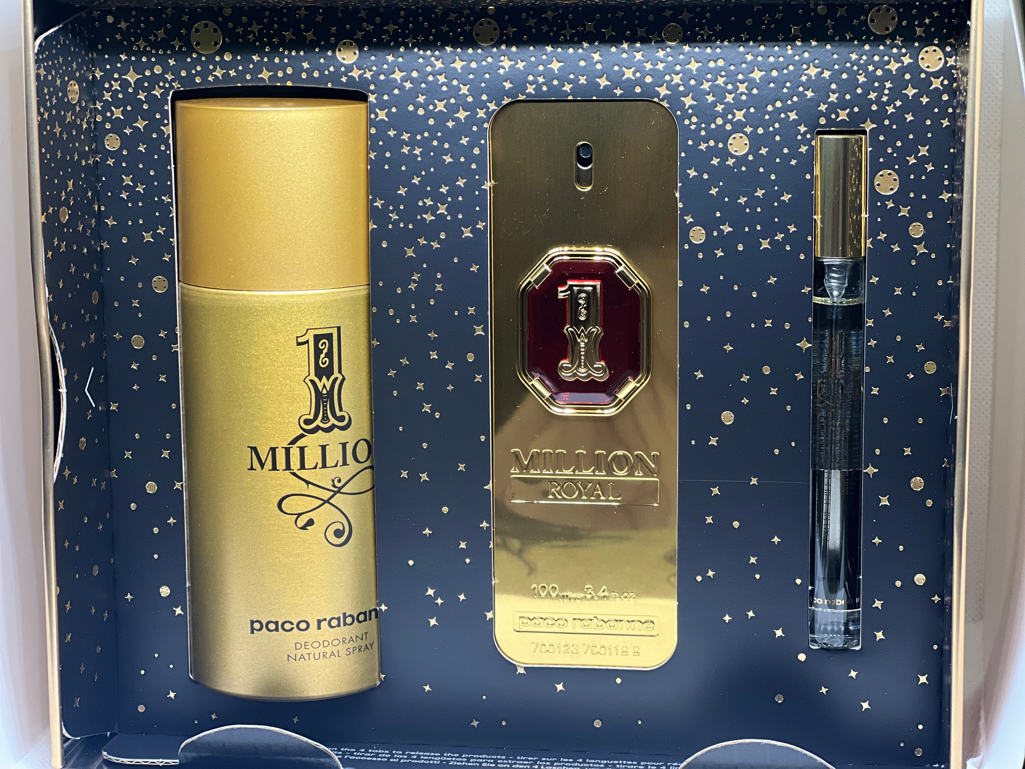 1 Million Royal Parfum Gift Set Paco Rabanne 3.4 Parfum, 5.1 Body Spray, .34 T