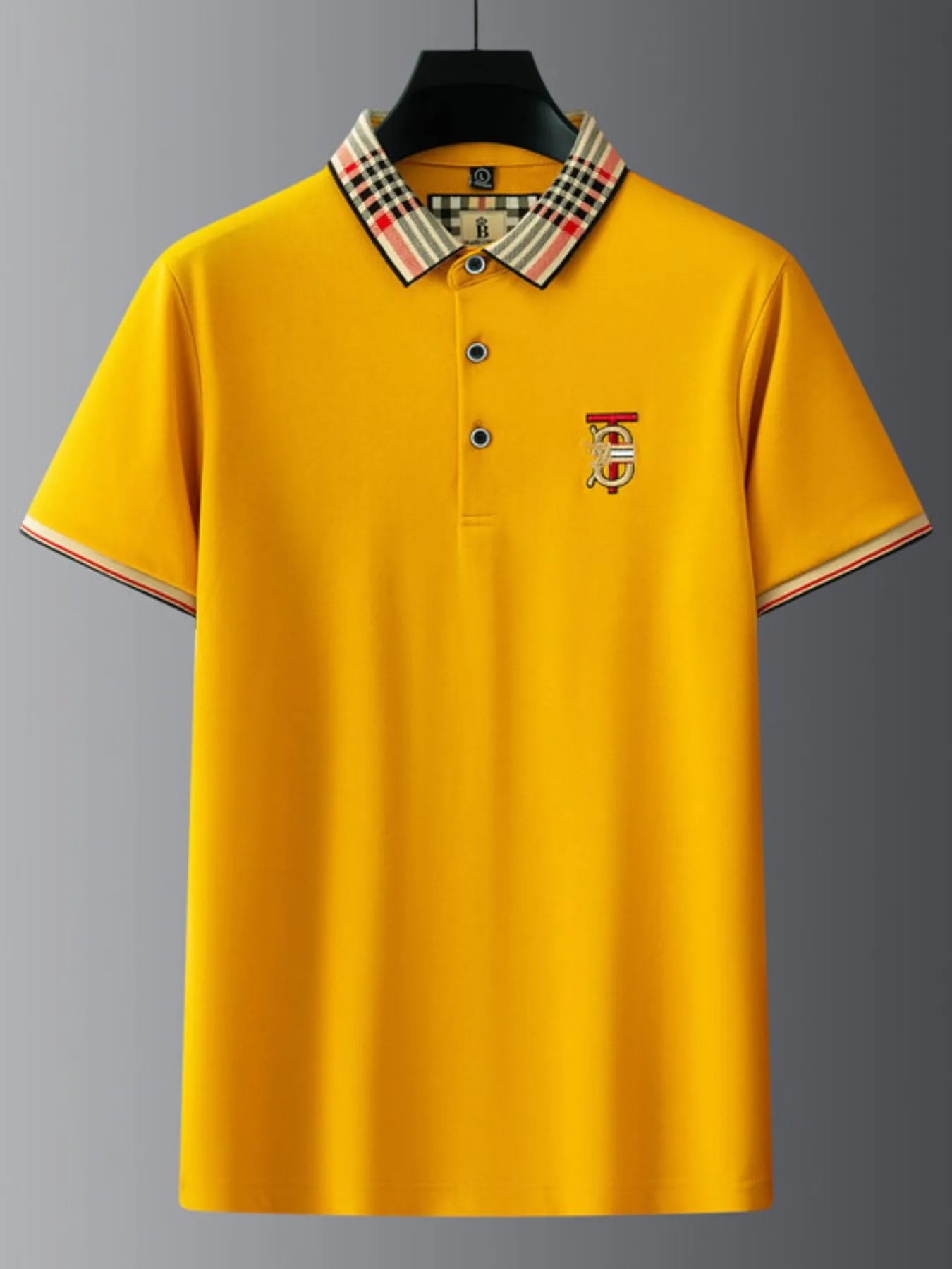 Men's Plus Size Classic Plaid Collar Casual Polo Shirt
