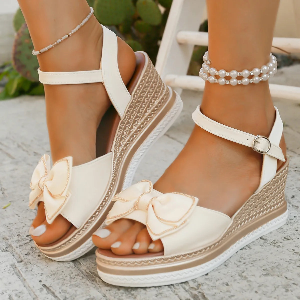 Peep Toe Wedge Sandals
