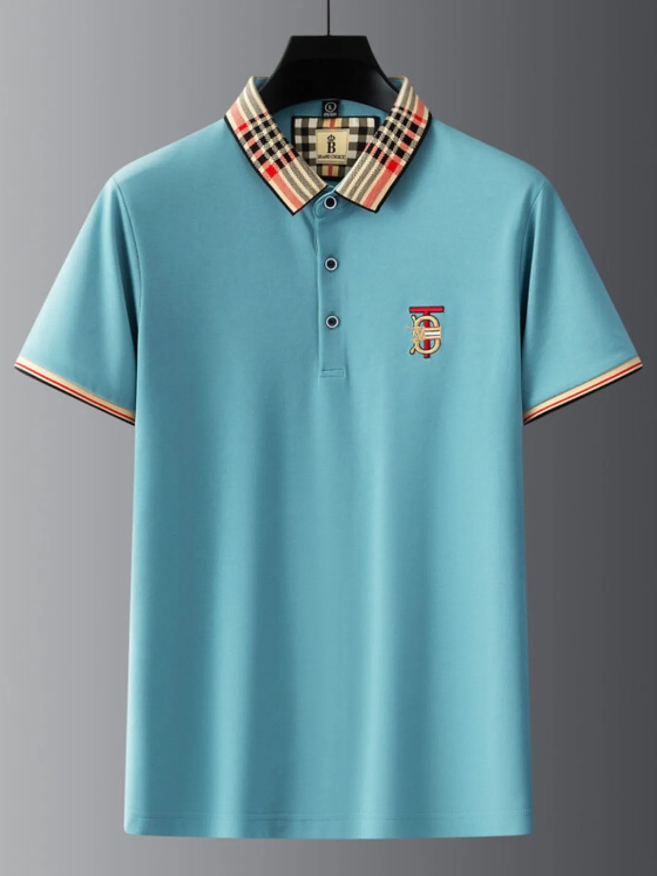 Men's Plus Size Classic Plaid Collar Casual Polo Shirt
