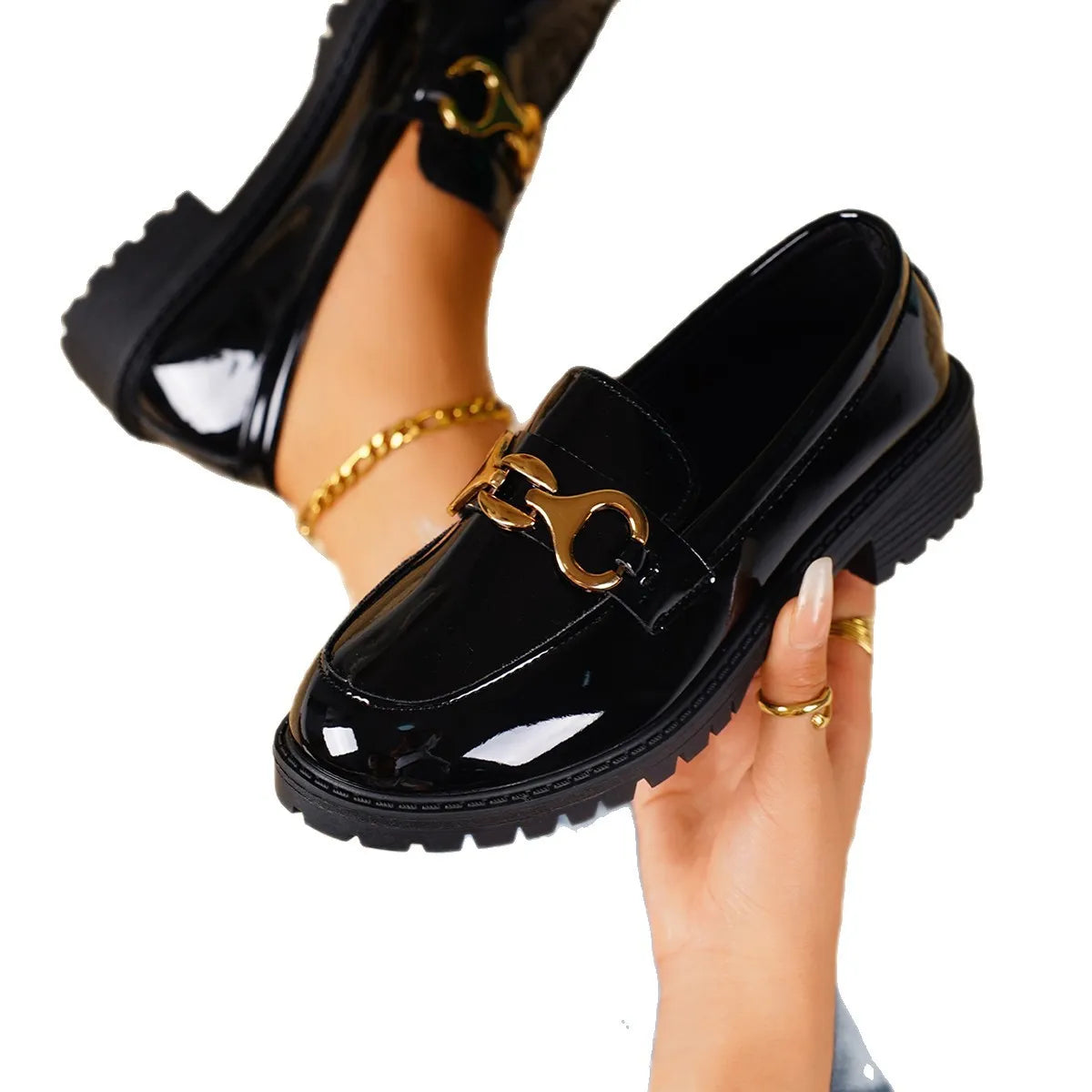 Round Toe Block Heels Loafers