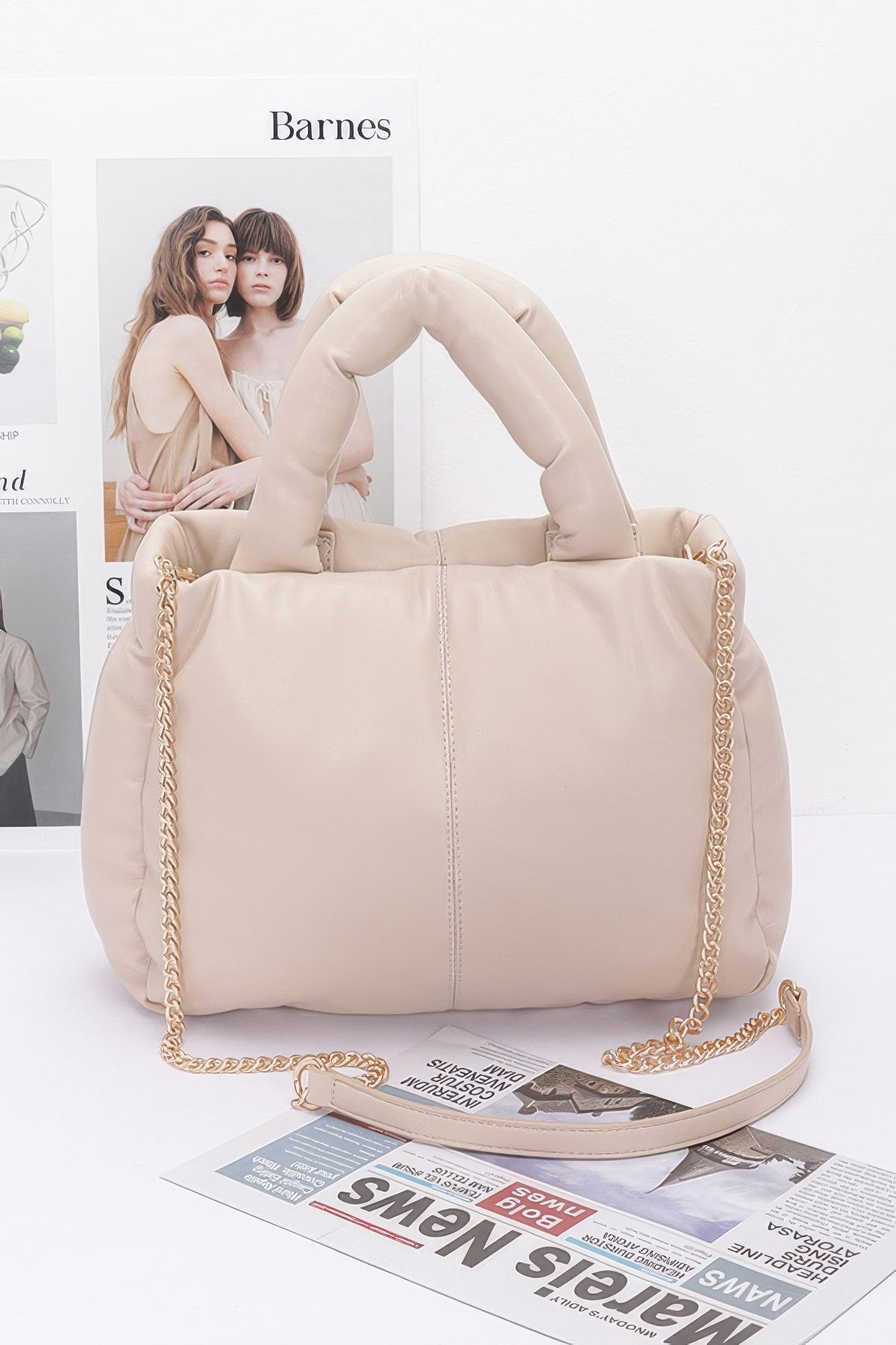 Faux Leather Padded Tote Bag