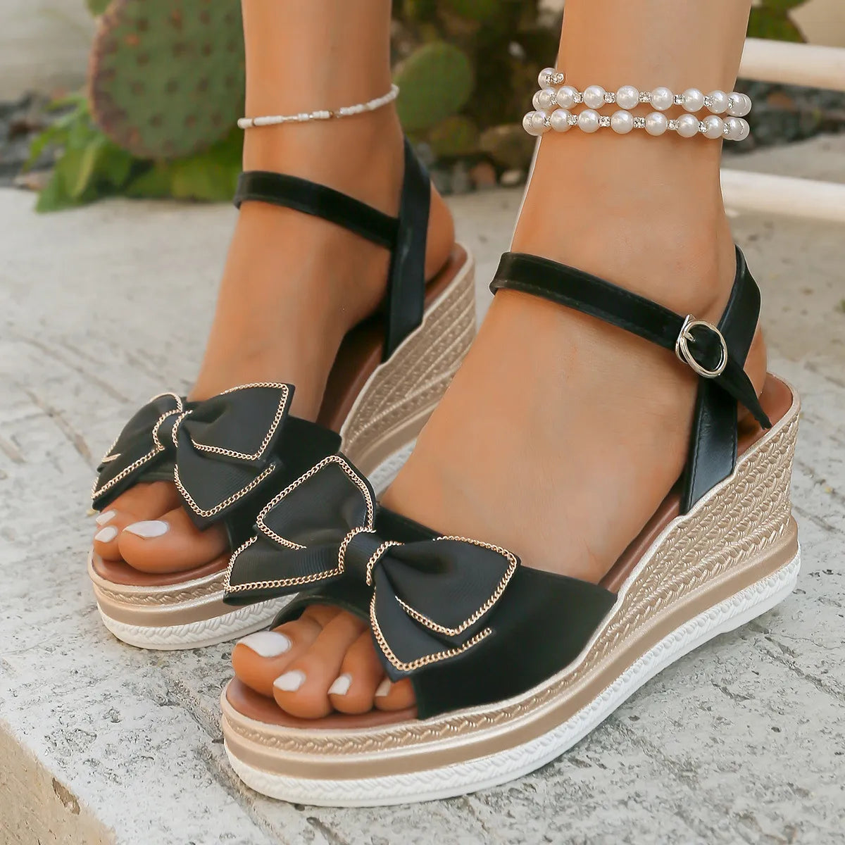 Peep Toe Wedge Sandals