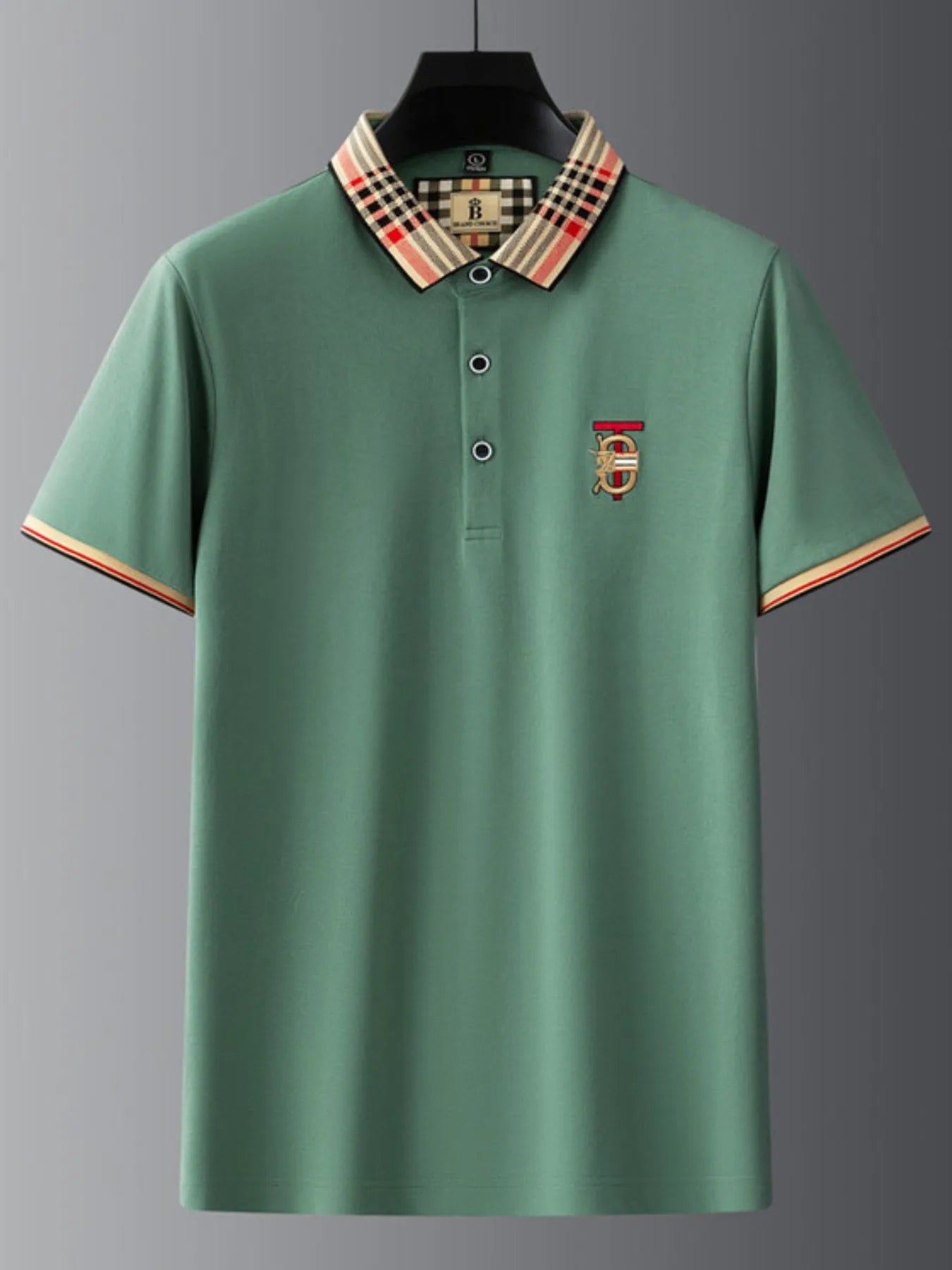 Men's Plus Size Classic Plaid Collar Casual Polo Shirt