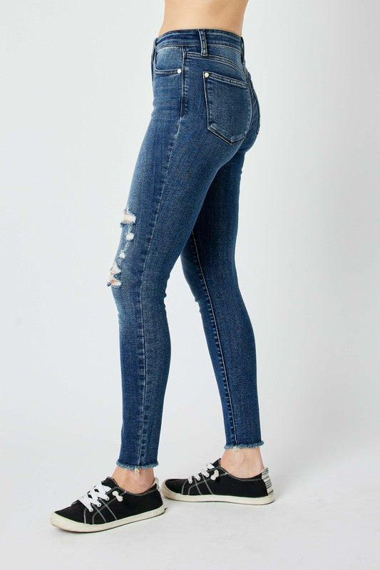 Judy Blue Full Size High Waist Distressed Skinny Jeans