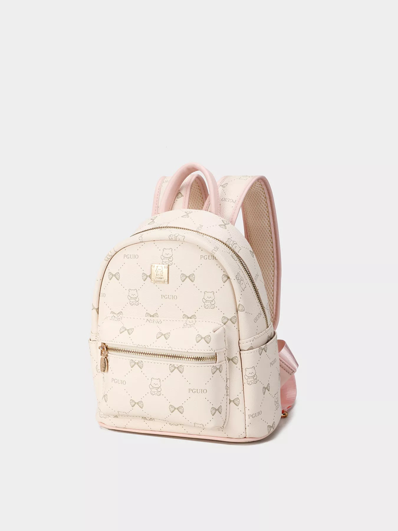 Bear Print PU Leather Backpack Bag