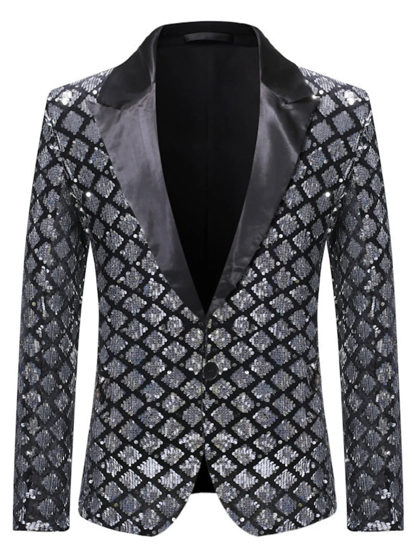 Men's Sequin One Button Blazer