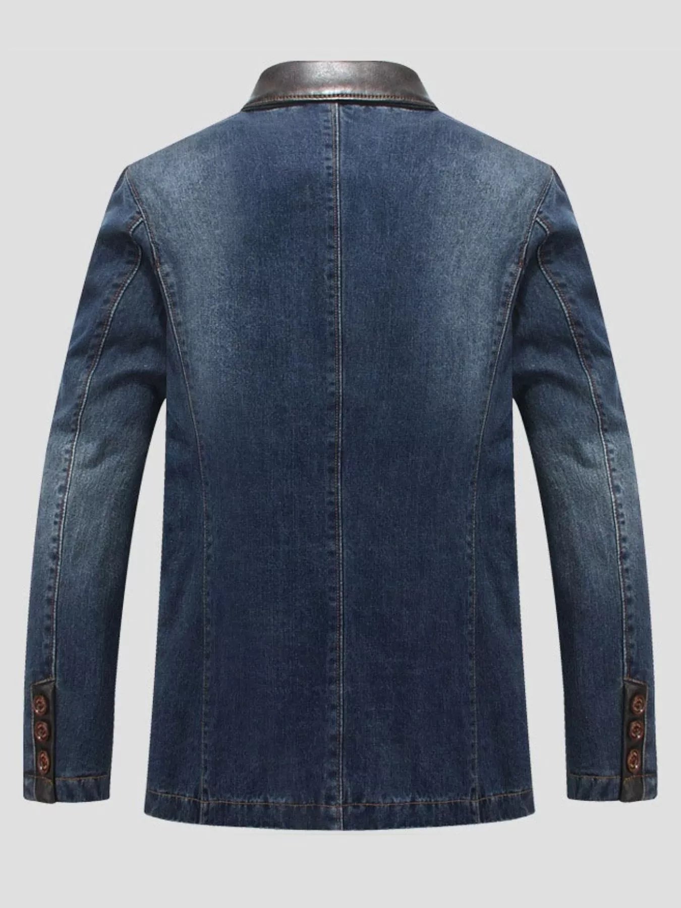 Men's Plus Size Lapel Collar Button Up Denim Blazer