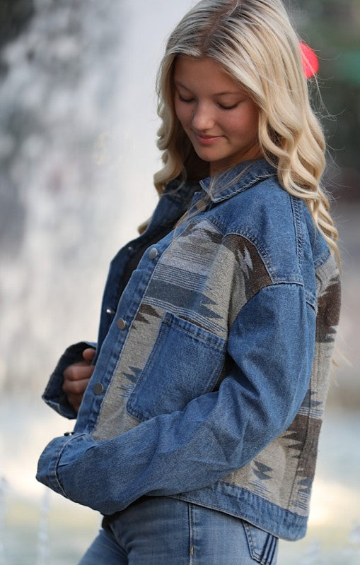 Contrast denim western jacket