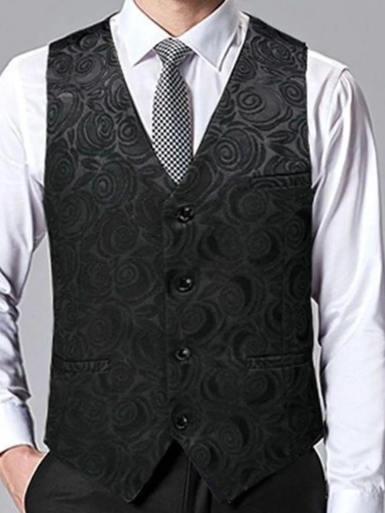 Men's Plus Size V-Neck Button Up Vest