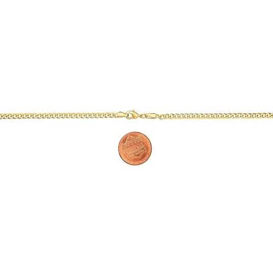 18K Gold Curb Cuban Link Chain Bracelet 8