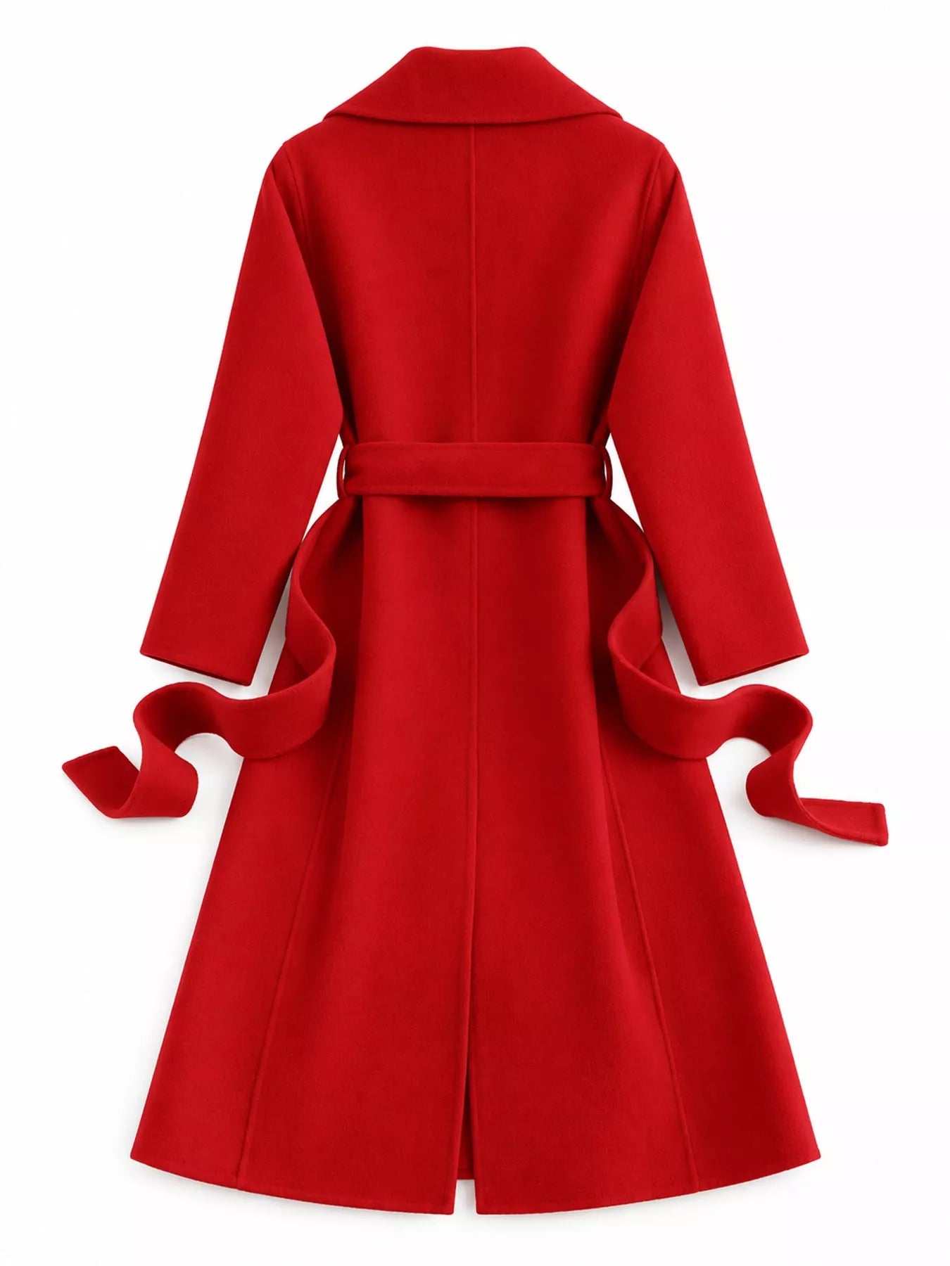 Longline Wool Coat with Waist-Defining Belt