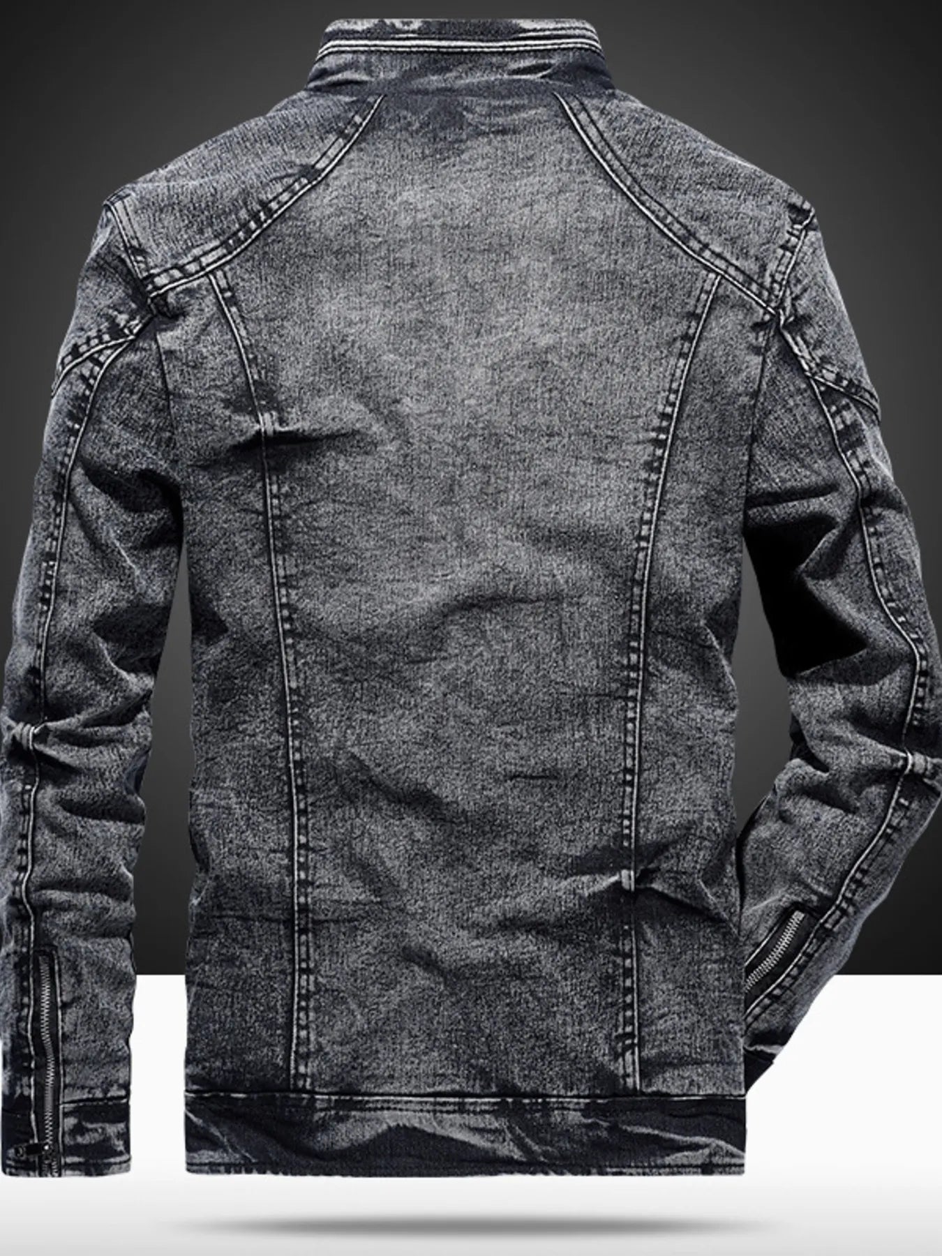 Men's Plus Size Washed Zip Up Denim Jacket