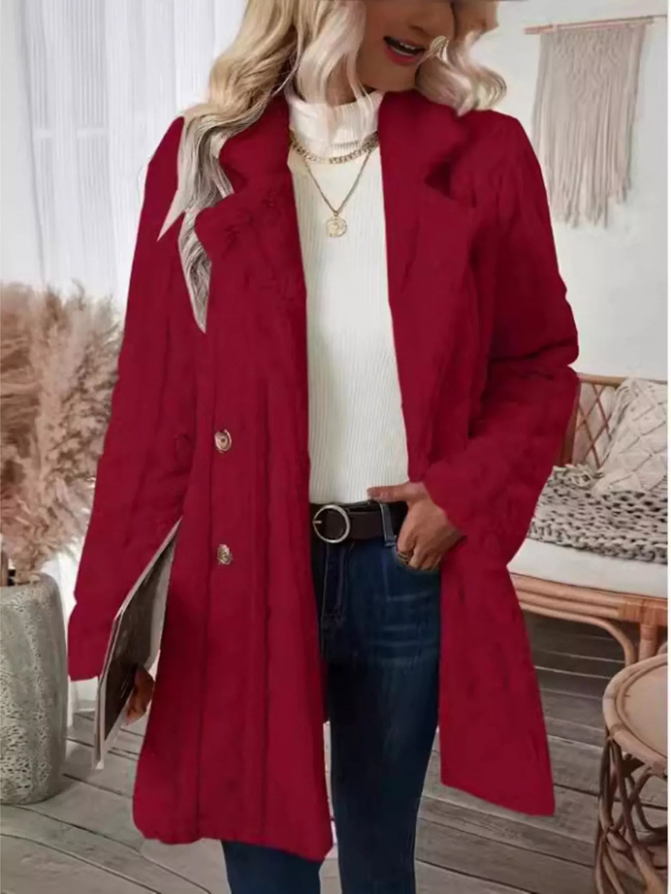 Cozy Faux Shearling Double-Breasted Outerwear