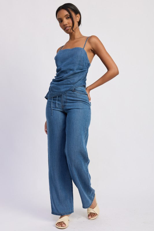 LOWRISE WIDE LEG PANTS