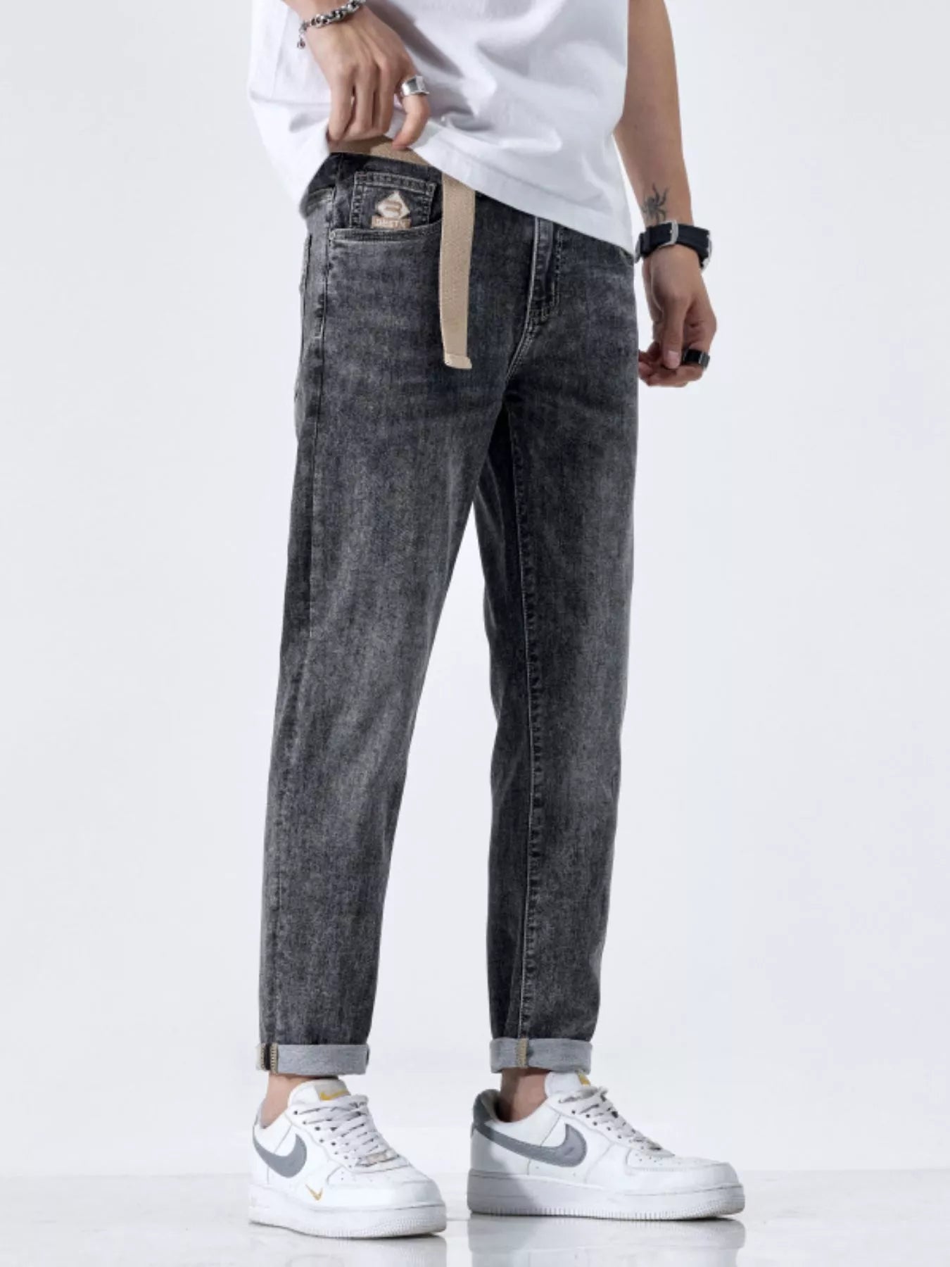 Men's Straight Leg Washed Jeans