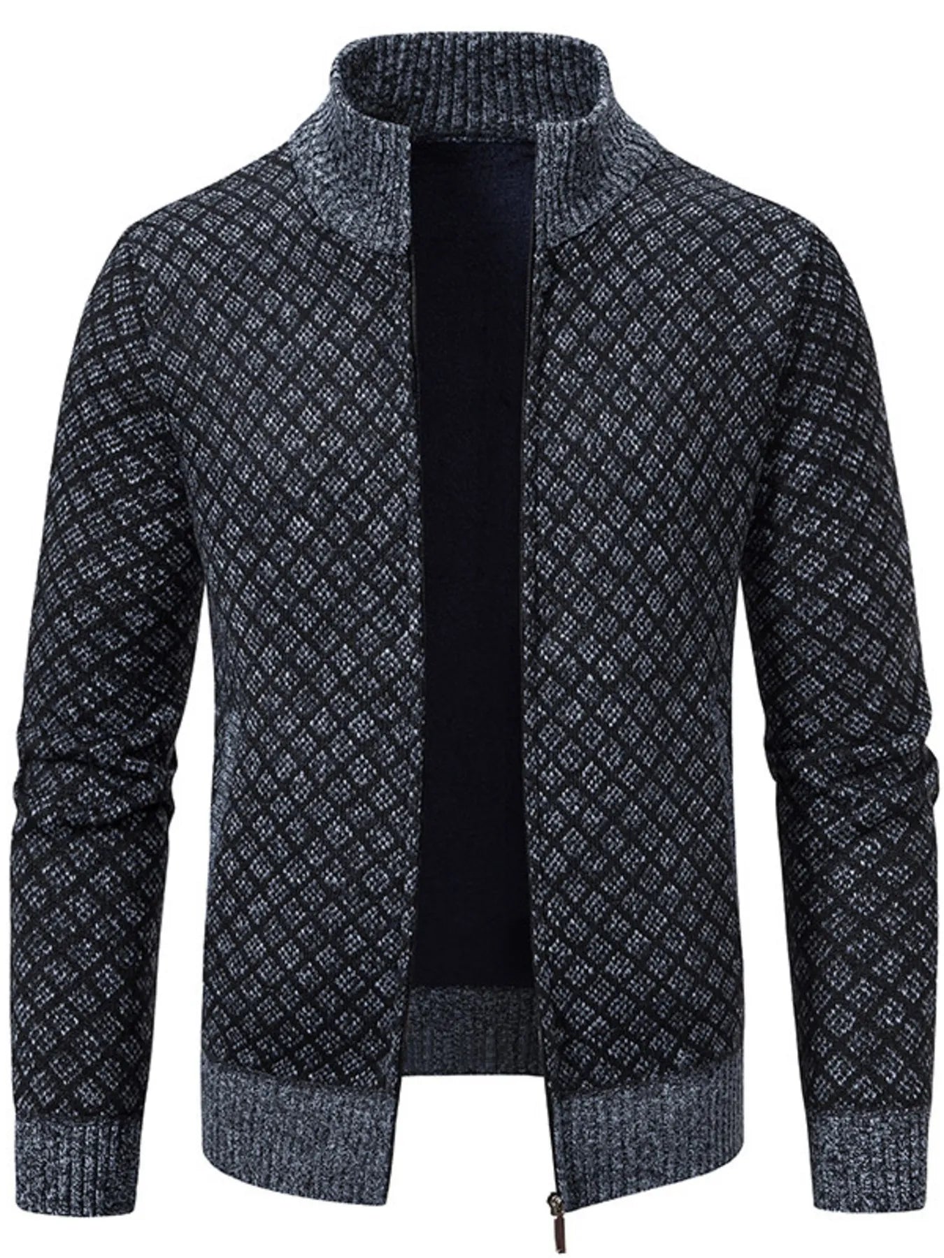 Men's Plus Size Zip-Up Knit Cardigan