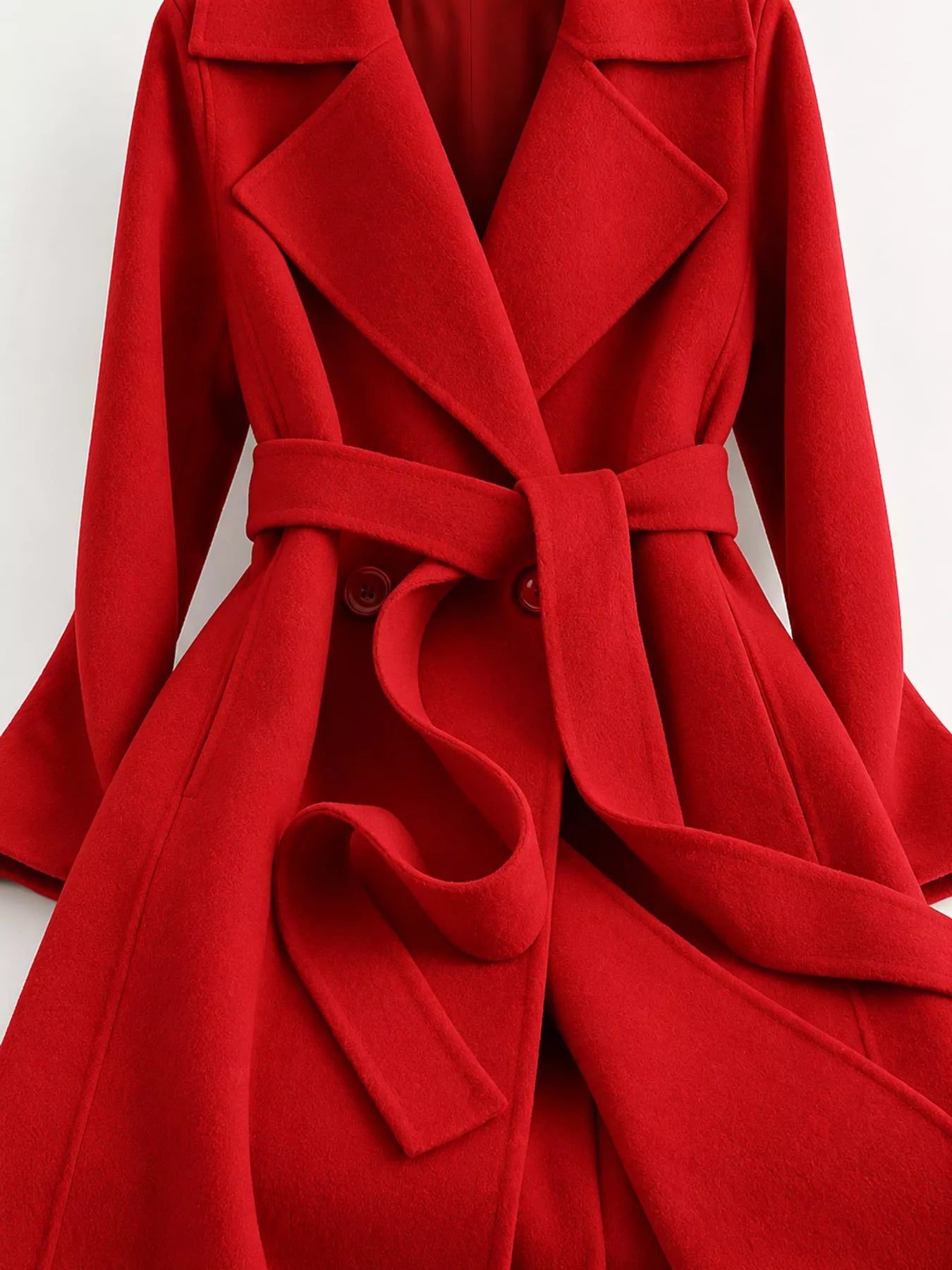 Longline Wool Coat with Waist-Defining Belt