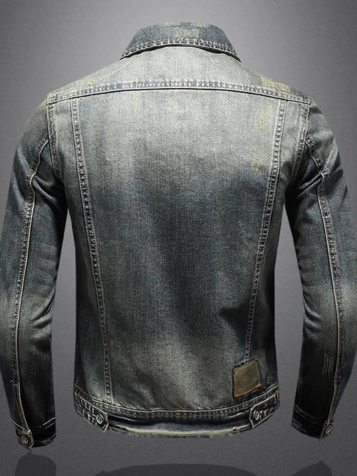 Men's Plus Size Vintage Washed Zip Up Denim Jacket