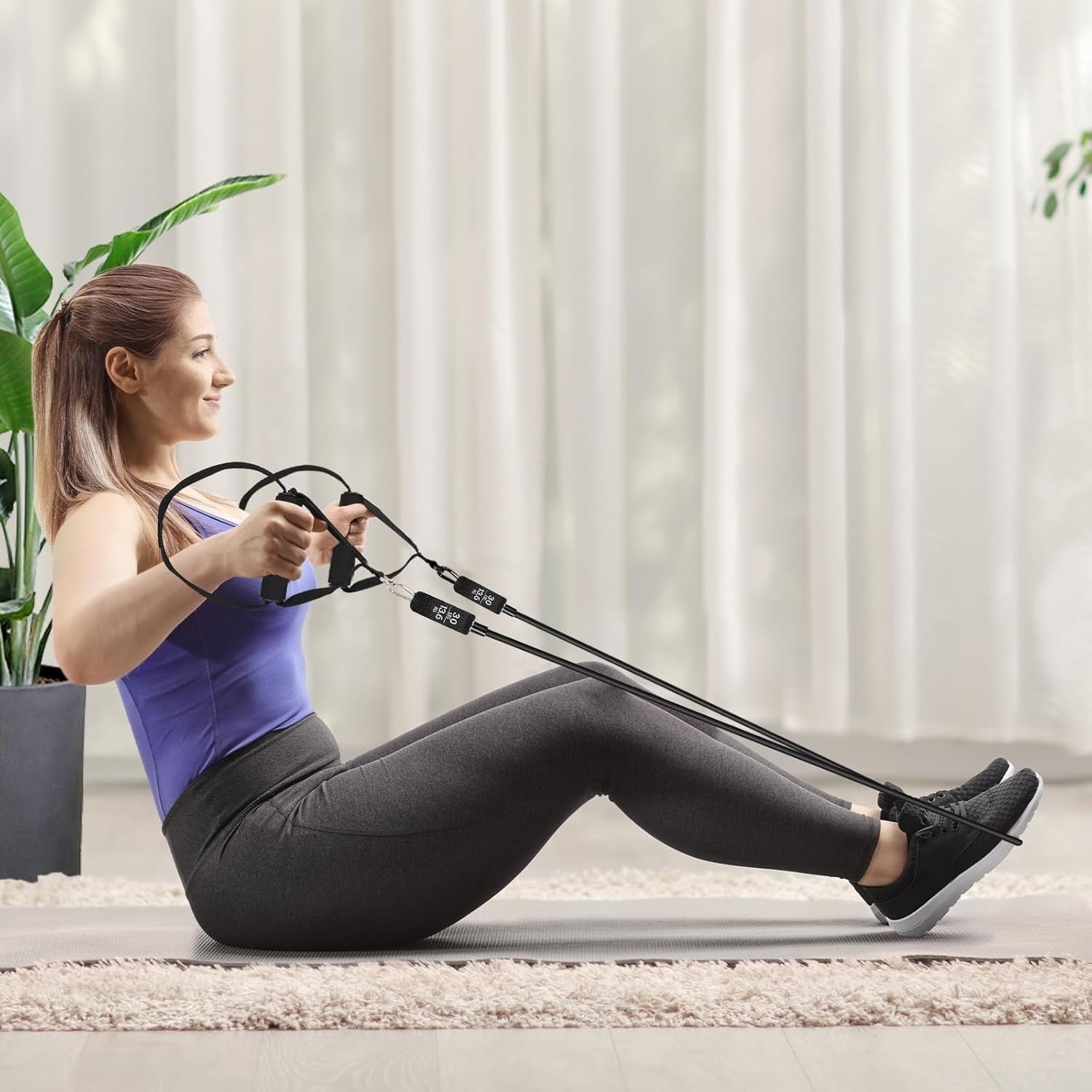 Pilates Bar Kit With 6 Resistance Bands Home Gym Fitness Training Workout Set