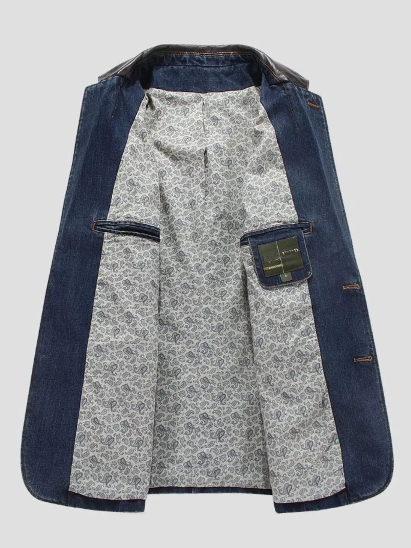 Men's Plus Size Lapel Collar Button Up Denim Blazer