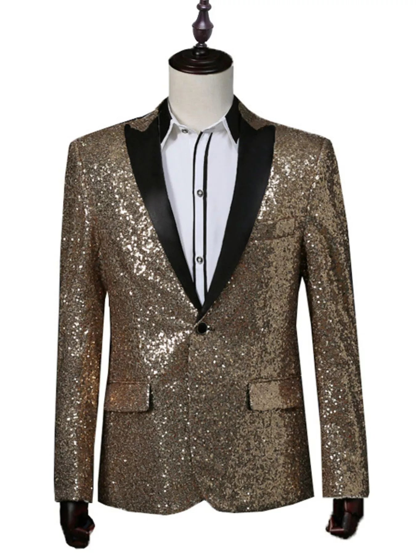 Men's Full Size Sequin One Button Long Sleeve Blazer Plus Size