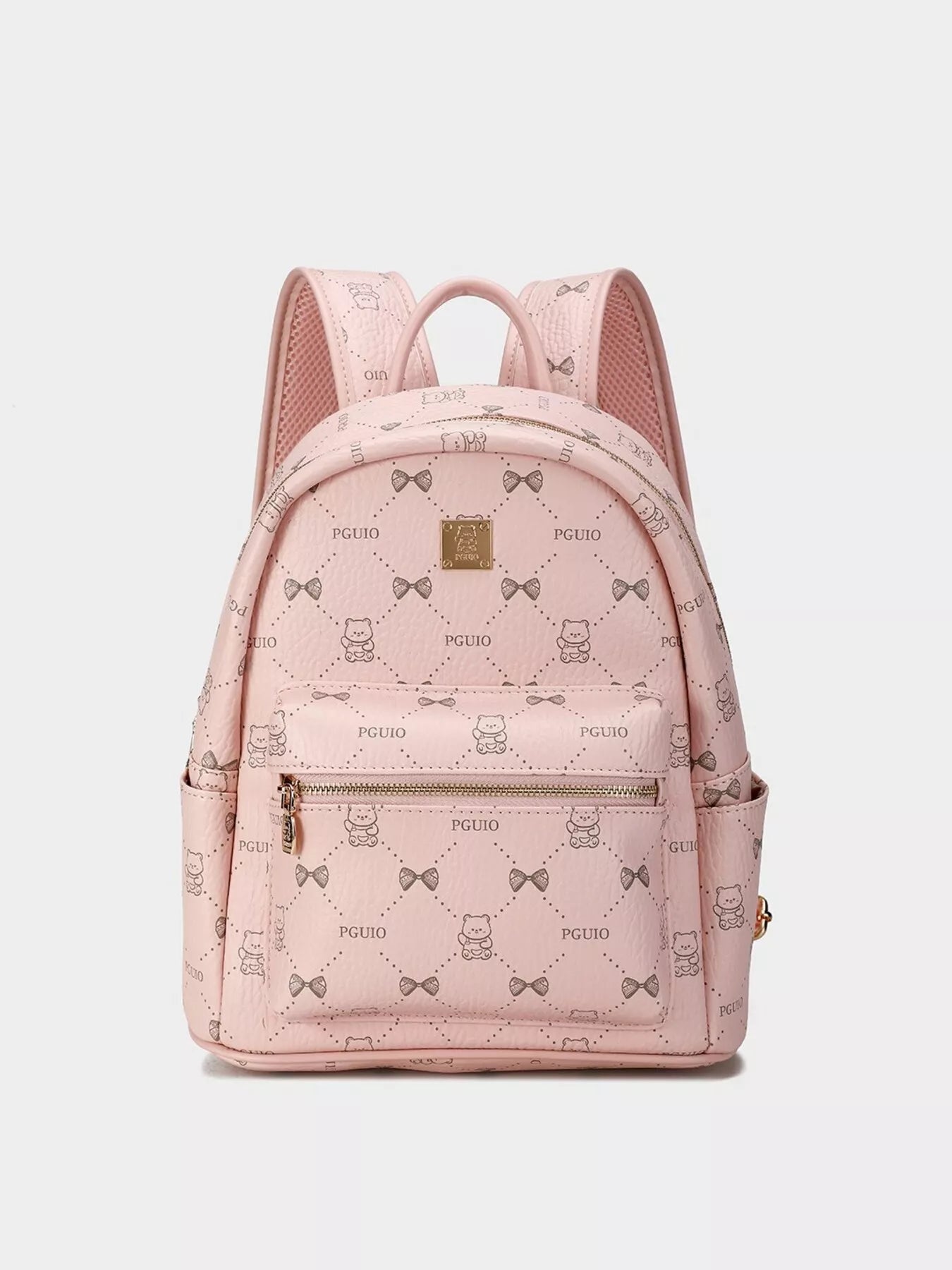 Bear Print PU Leather Backpack Bag