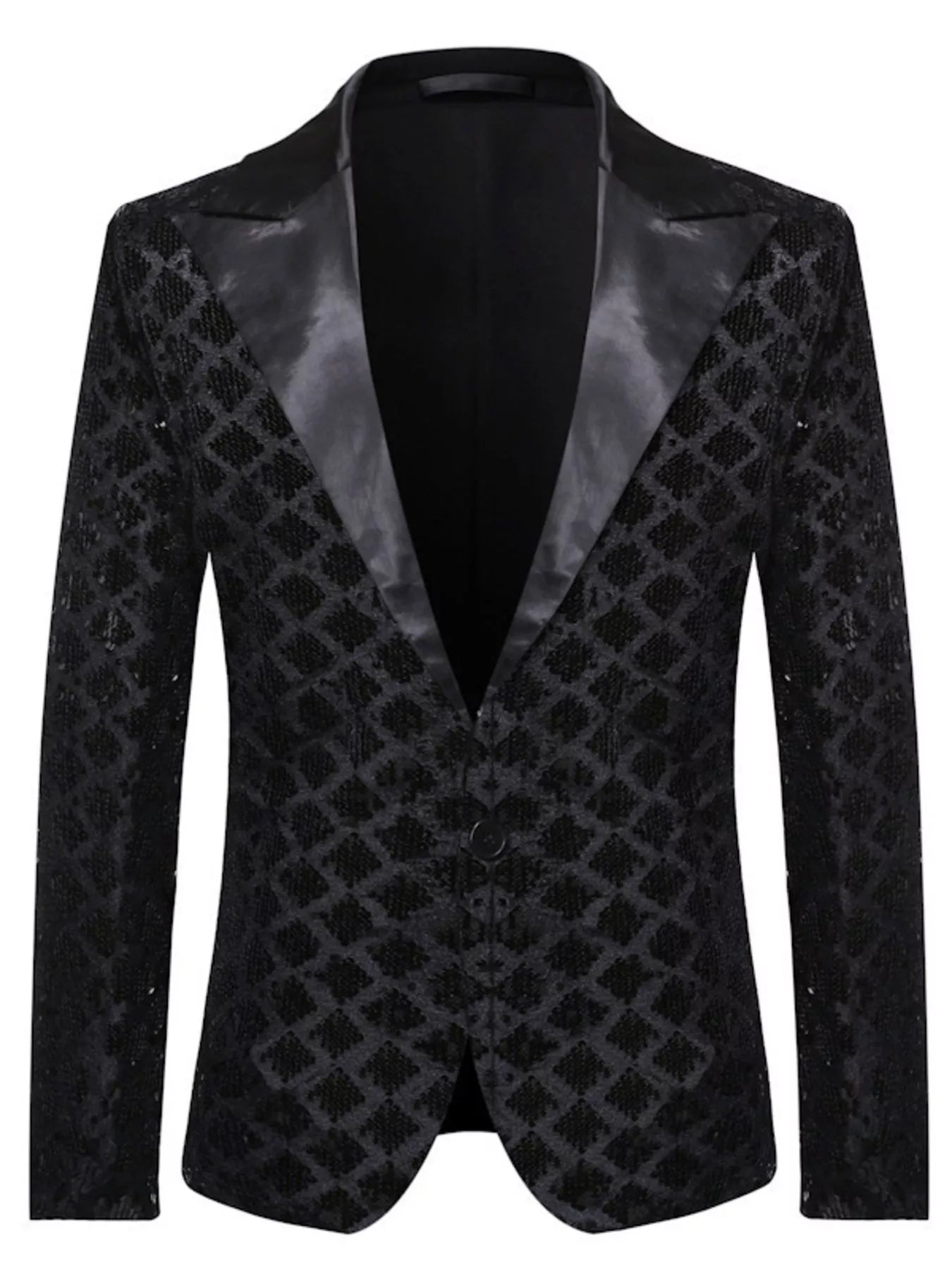 Men's Sequin One Button Blazer