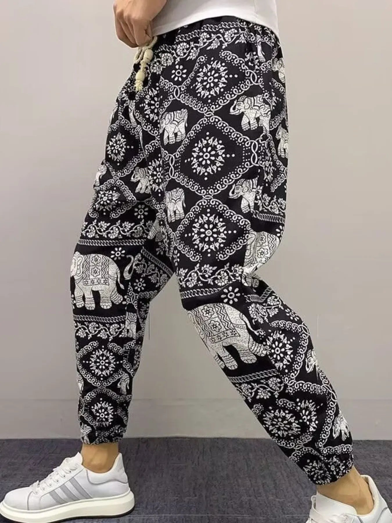 Men's Plus Size Printed Drawstring Joggers
