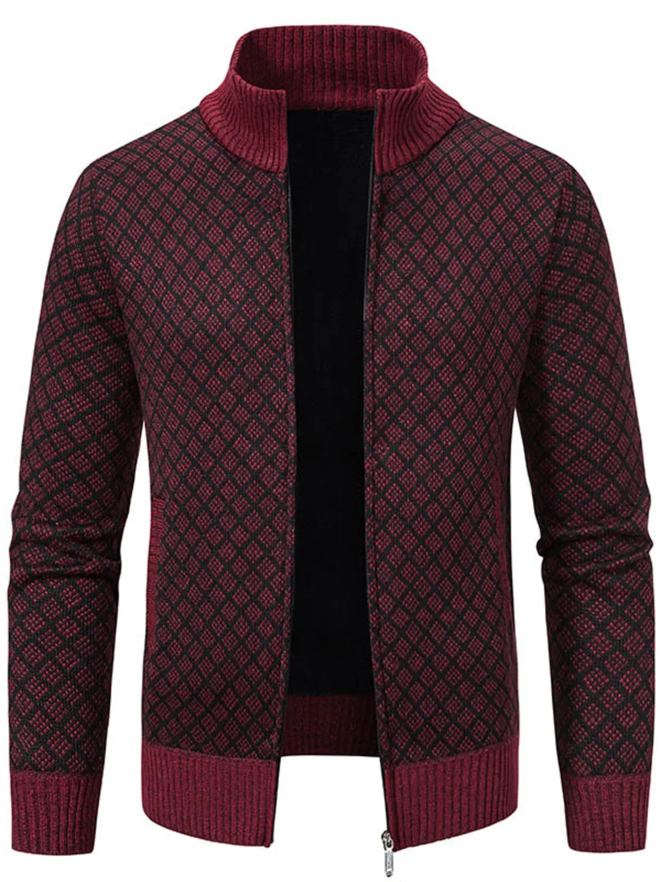 Men's Plus Size Zip-Up Knit Cardigan