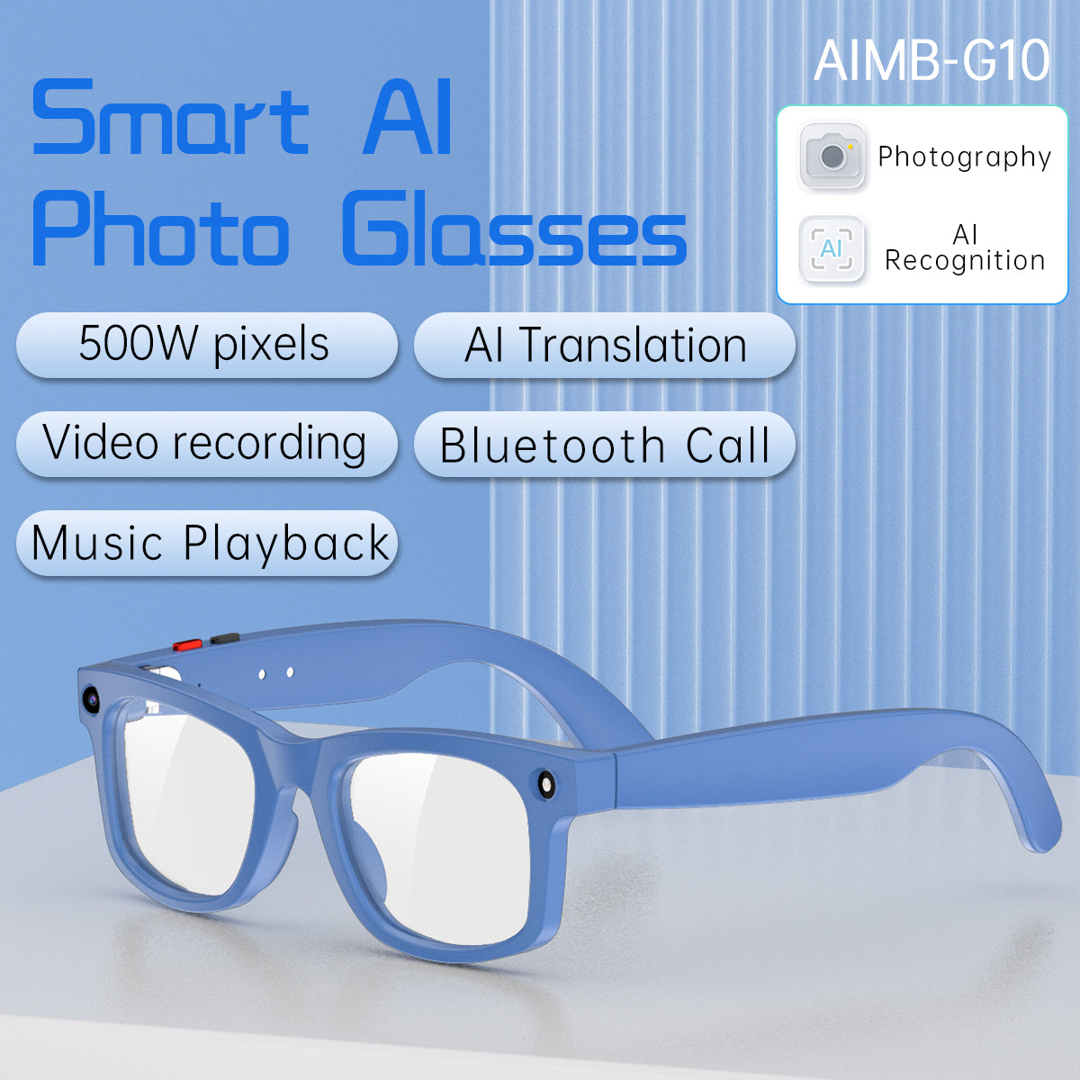 2MP AI Smart Camera  Glasses Bluetooth Sunglasses For Music Calling Translation S2
