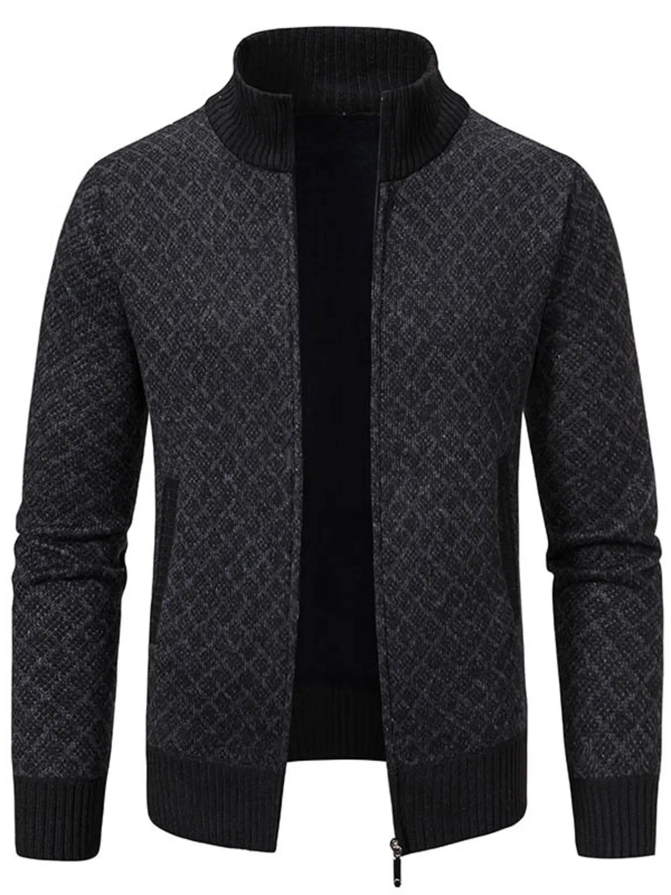 Men's Plus Size Zip-Up Knit Cardigan