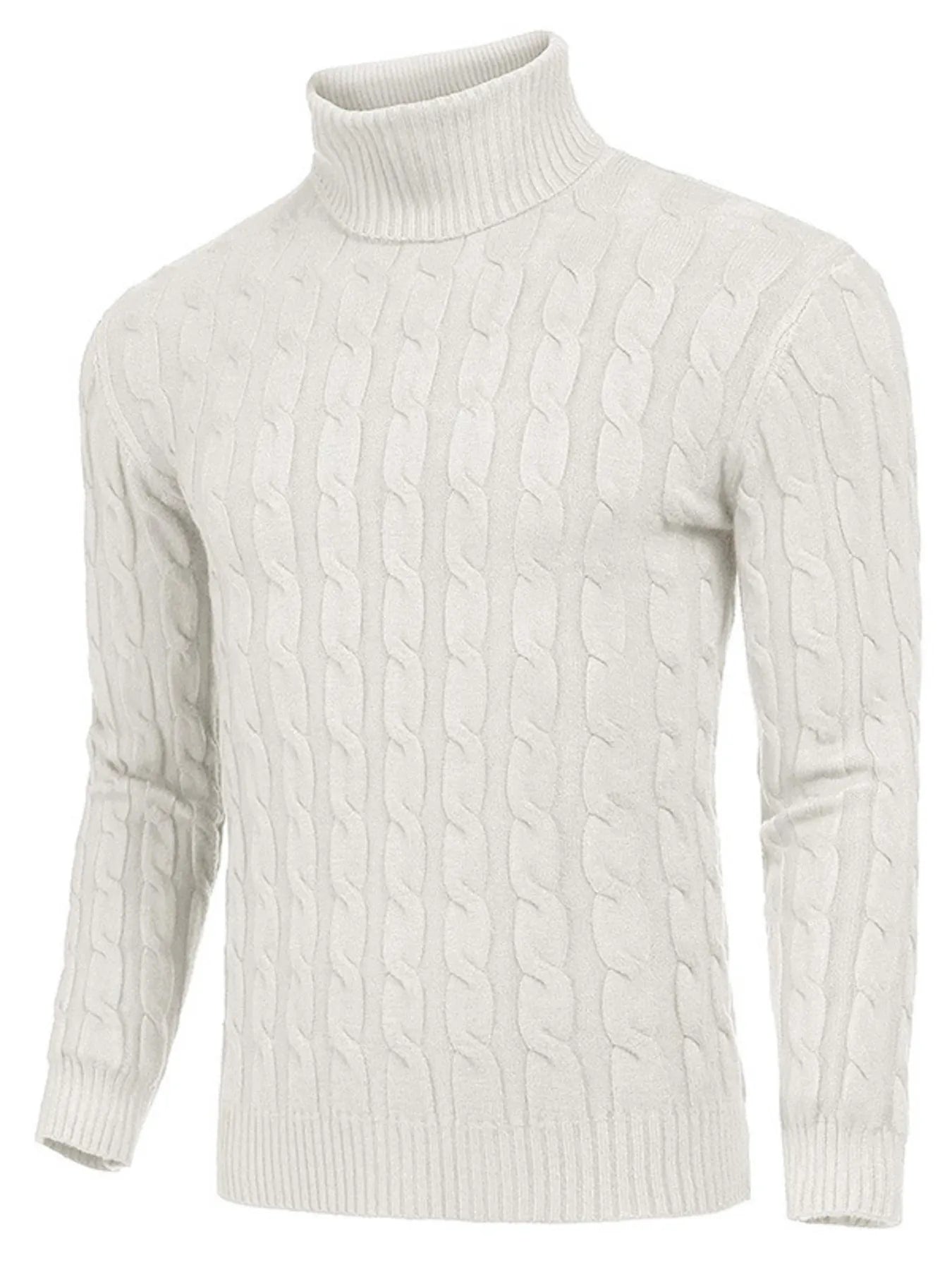 Men's Cable Knit Turtleneck Sweater