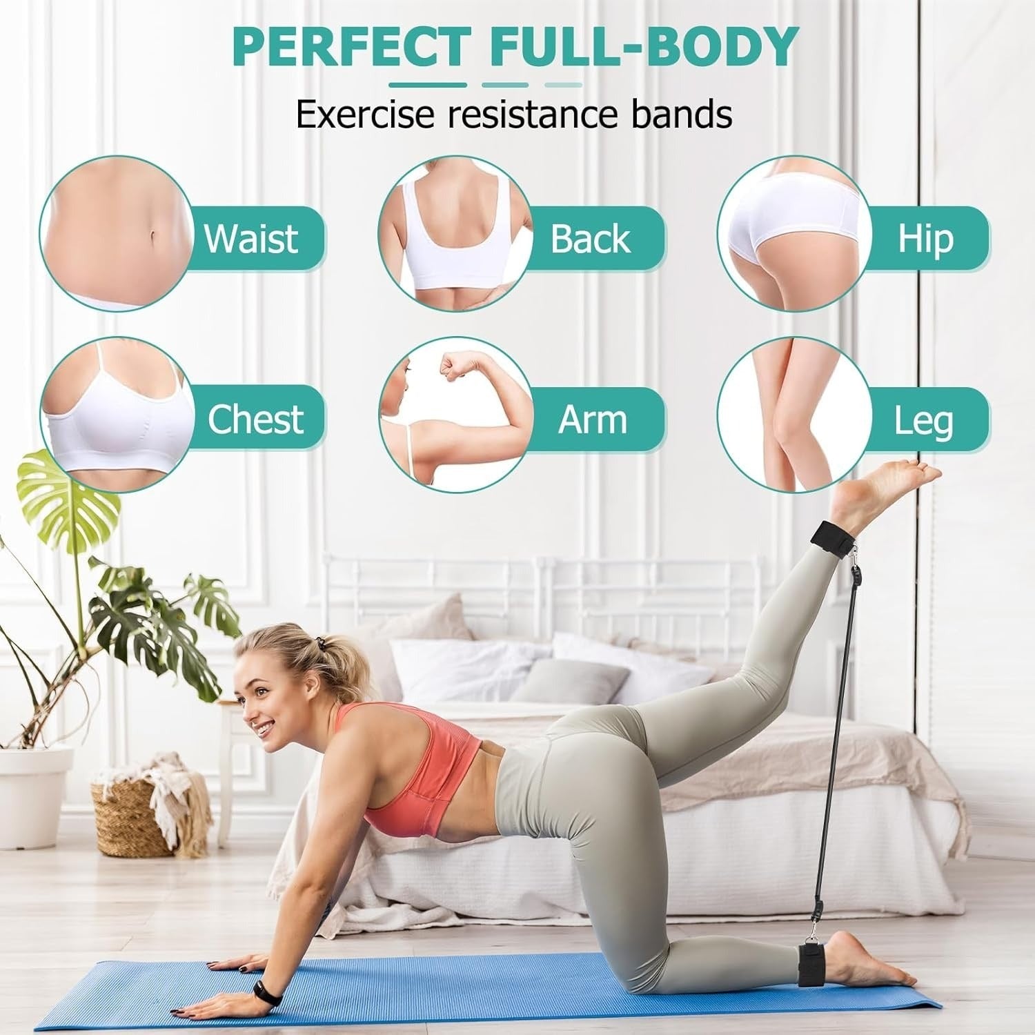 Pilates Bar Kit With 6 Resistance Bands Home Gym Fitness Training Workout Set