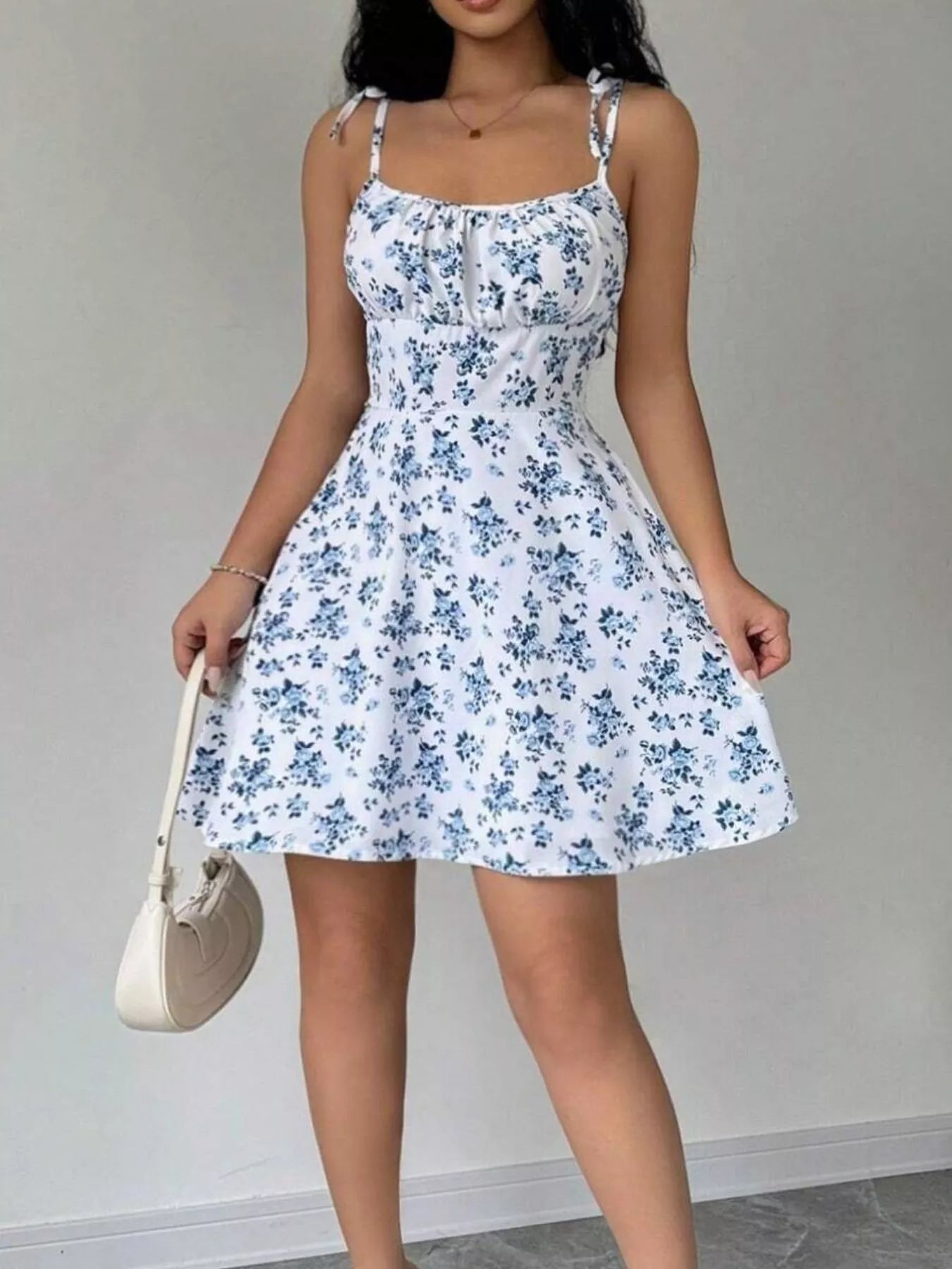 Floral Print Spaghetti Strap A-Line Mini Dress