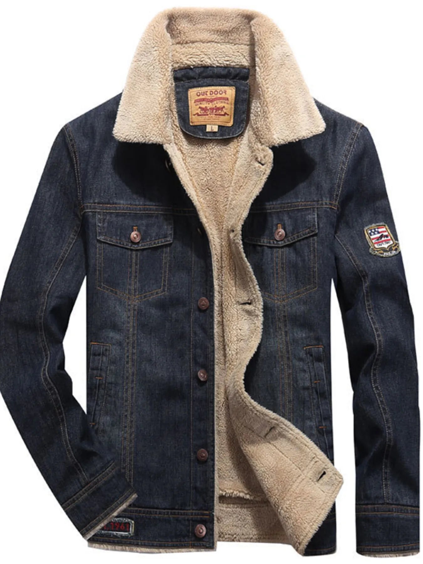 Men's Full Size Sherpa Lined Denim Jacket Plus Size