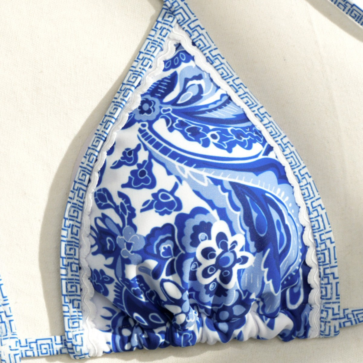 Apron Three Piece Bikini Vintage Print Tie Swimsuit Women's Swimwear
