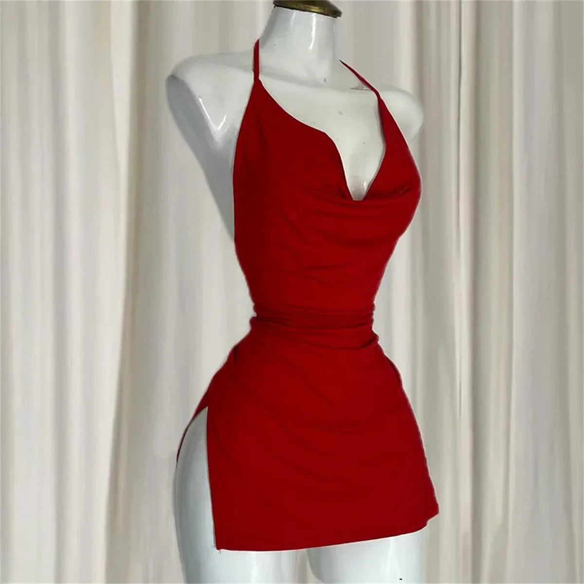 V Neck Backless Sundress | Sexy Lace Up Beach Dress -femstylo