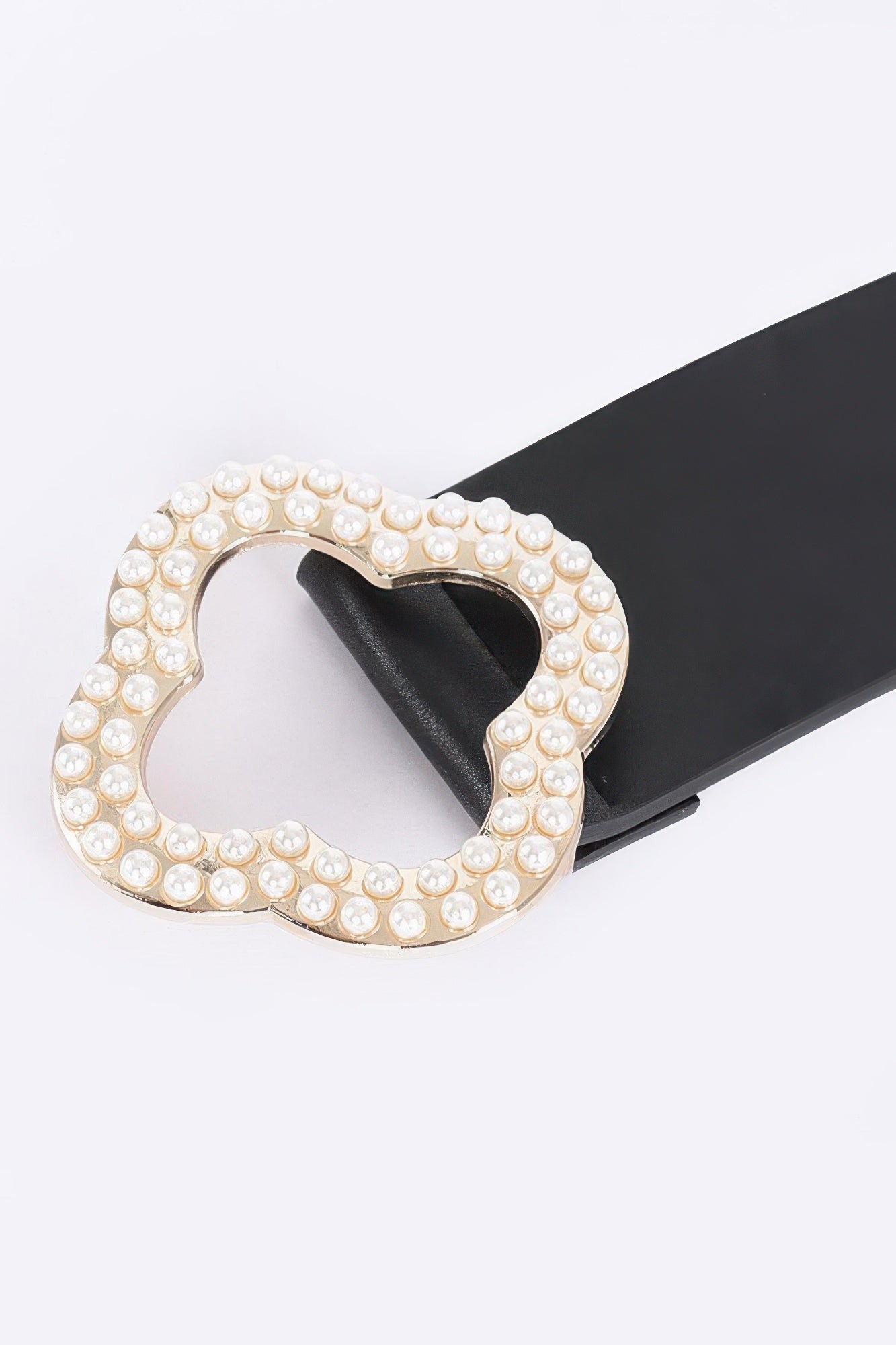 Pearl Metal Buckle Metallic Stretch Belt