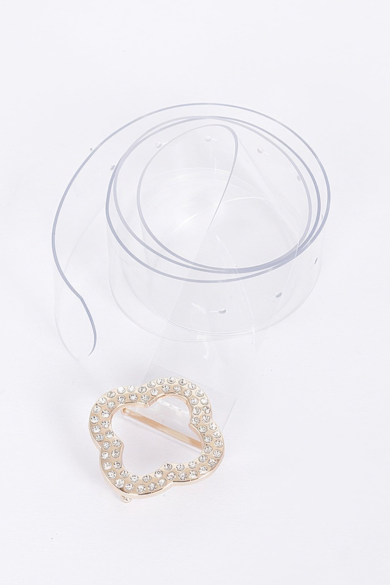 Rhinestone Metal Buckle Clear Belt