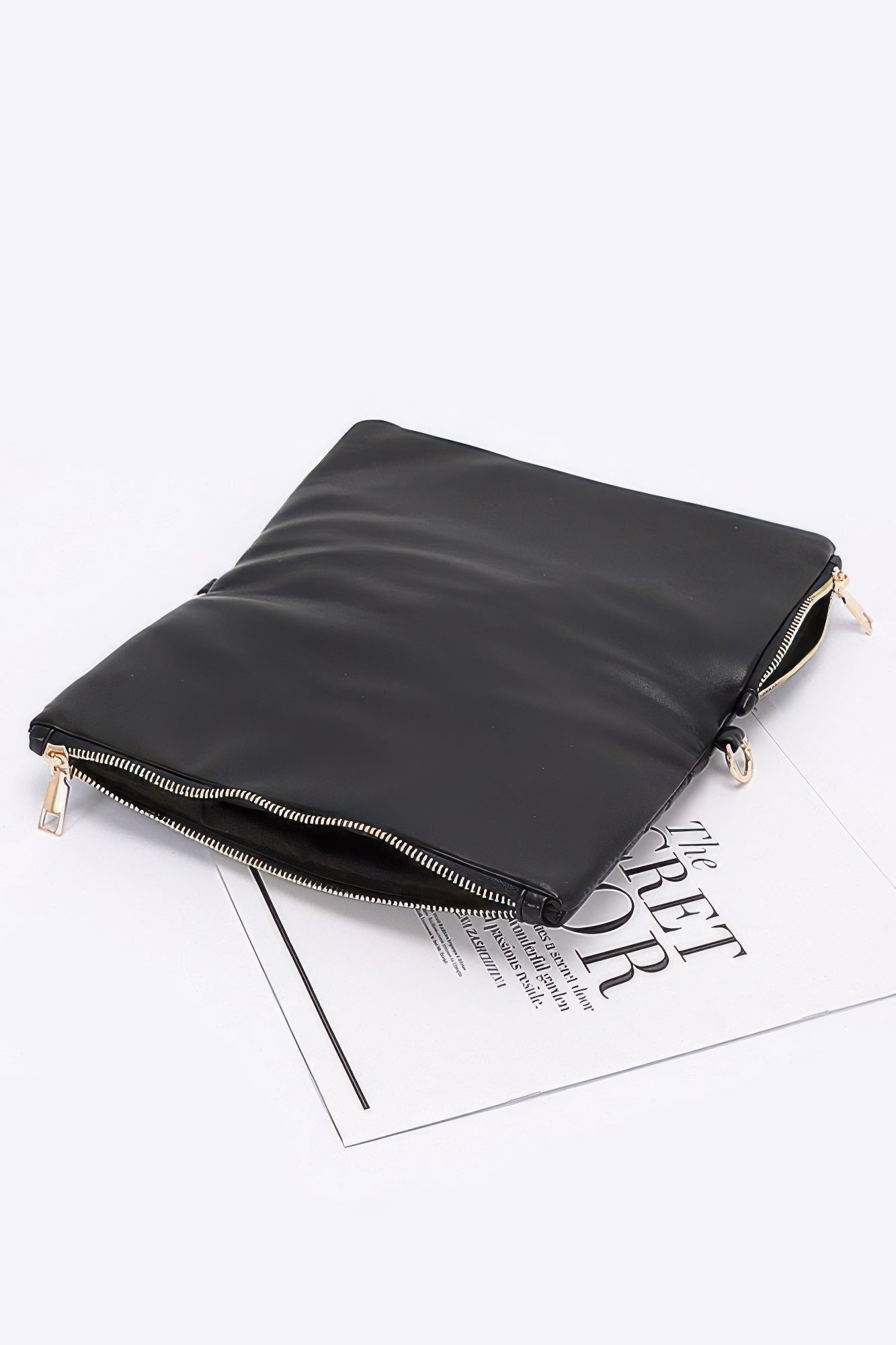 Quilted Faux Leather Half Folded Cltuch