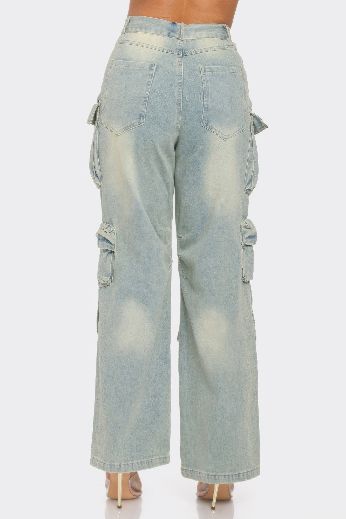 Straight Leg Denim Cargo Jeans