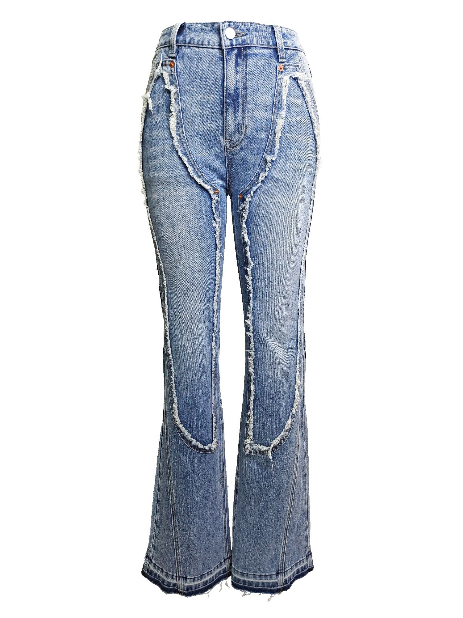 Ripped Curve-panel Flare Jeans