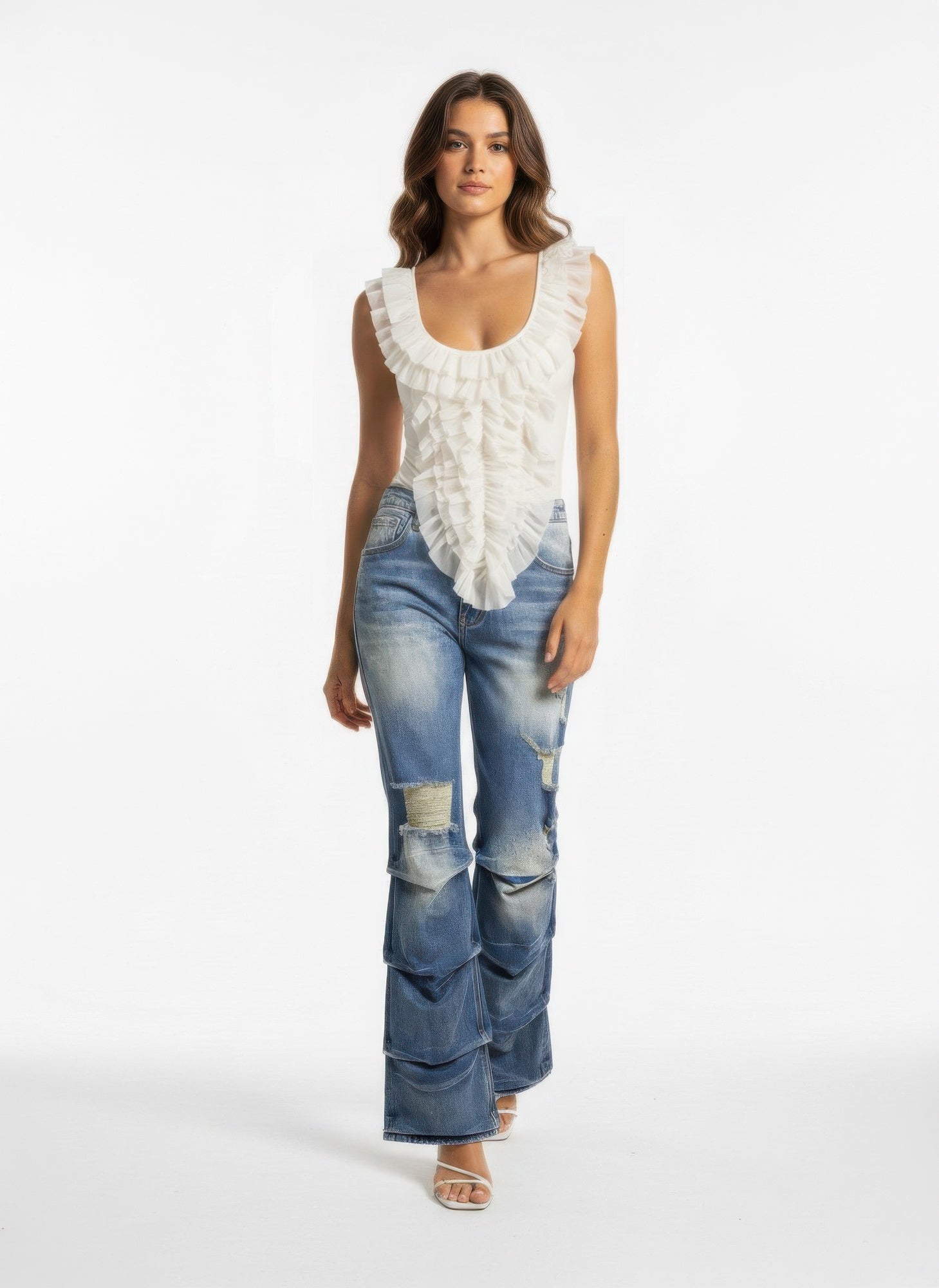 Riot Stack Destroyed Flare Jeans